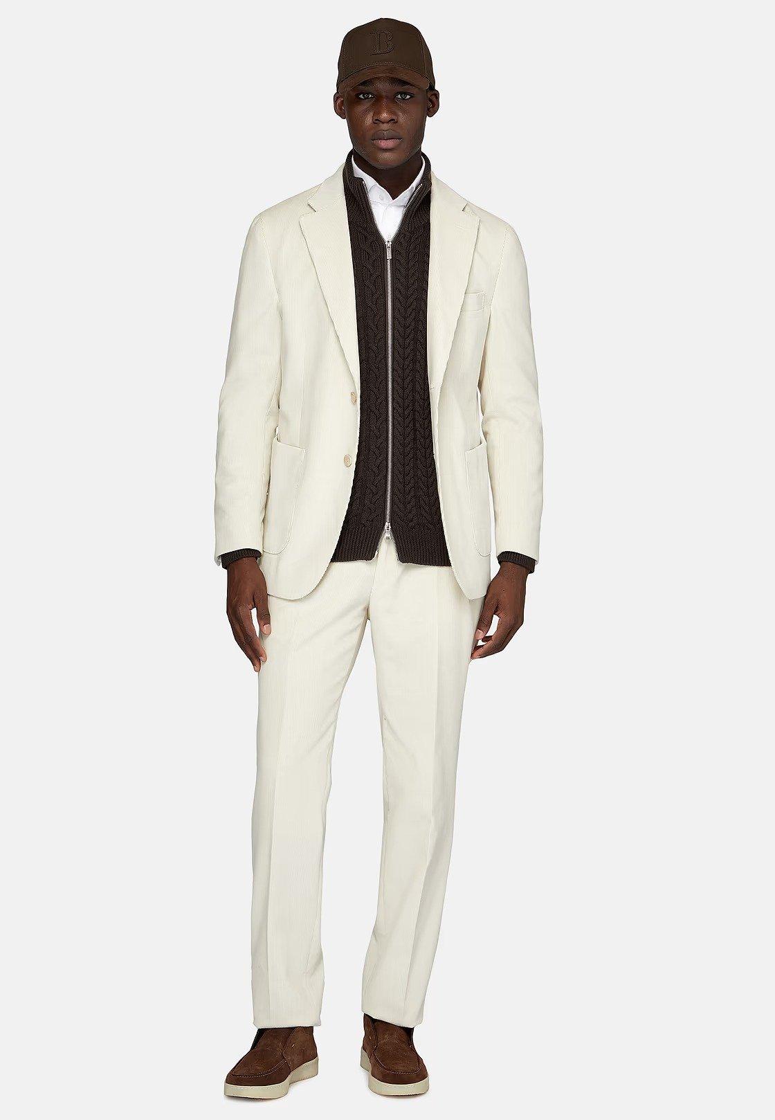 Cream Solid Regular Jacket, , large image number 0