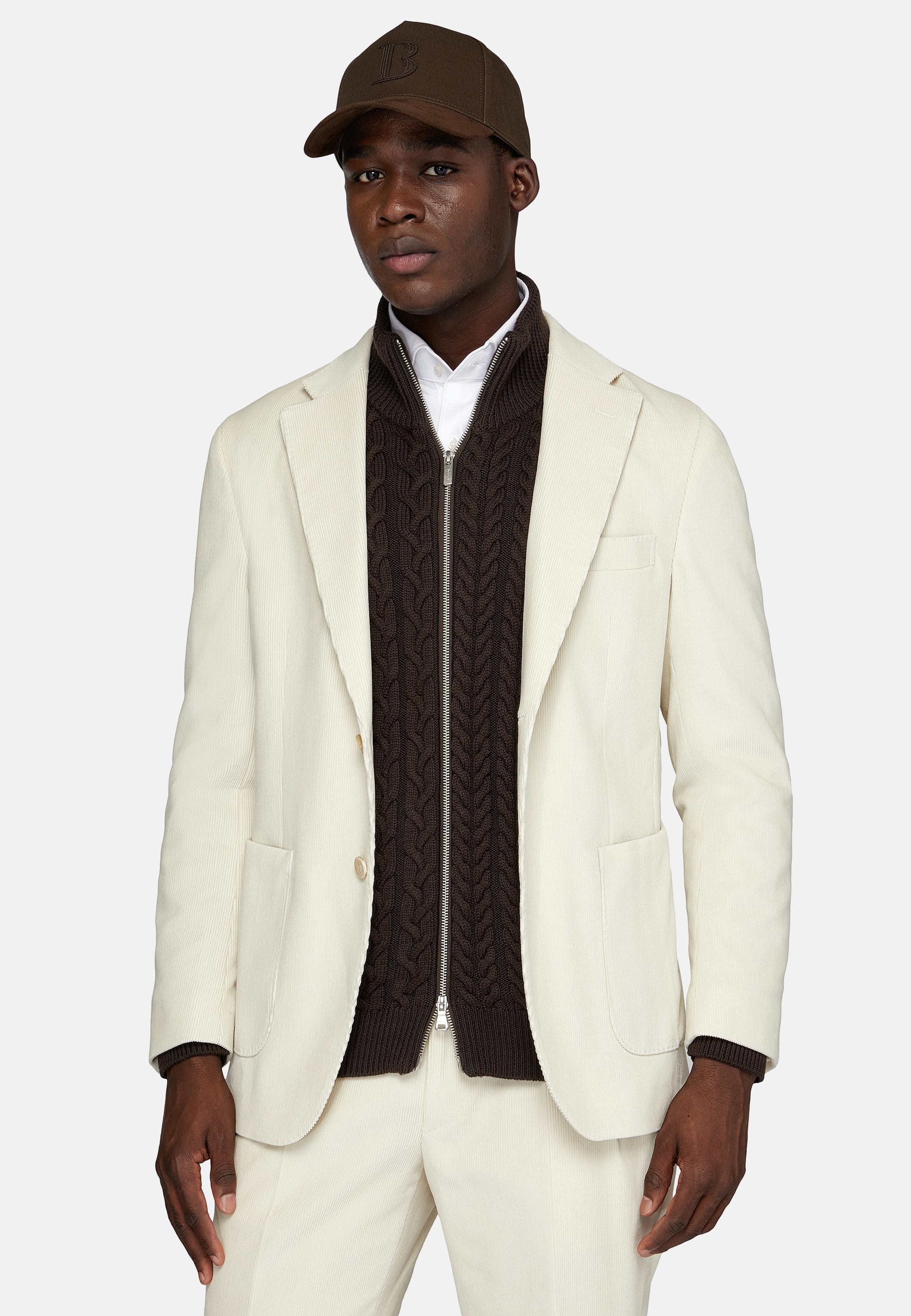 Cream Solid Regular Jacket, , large image number 1