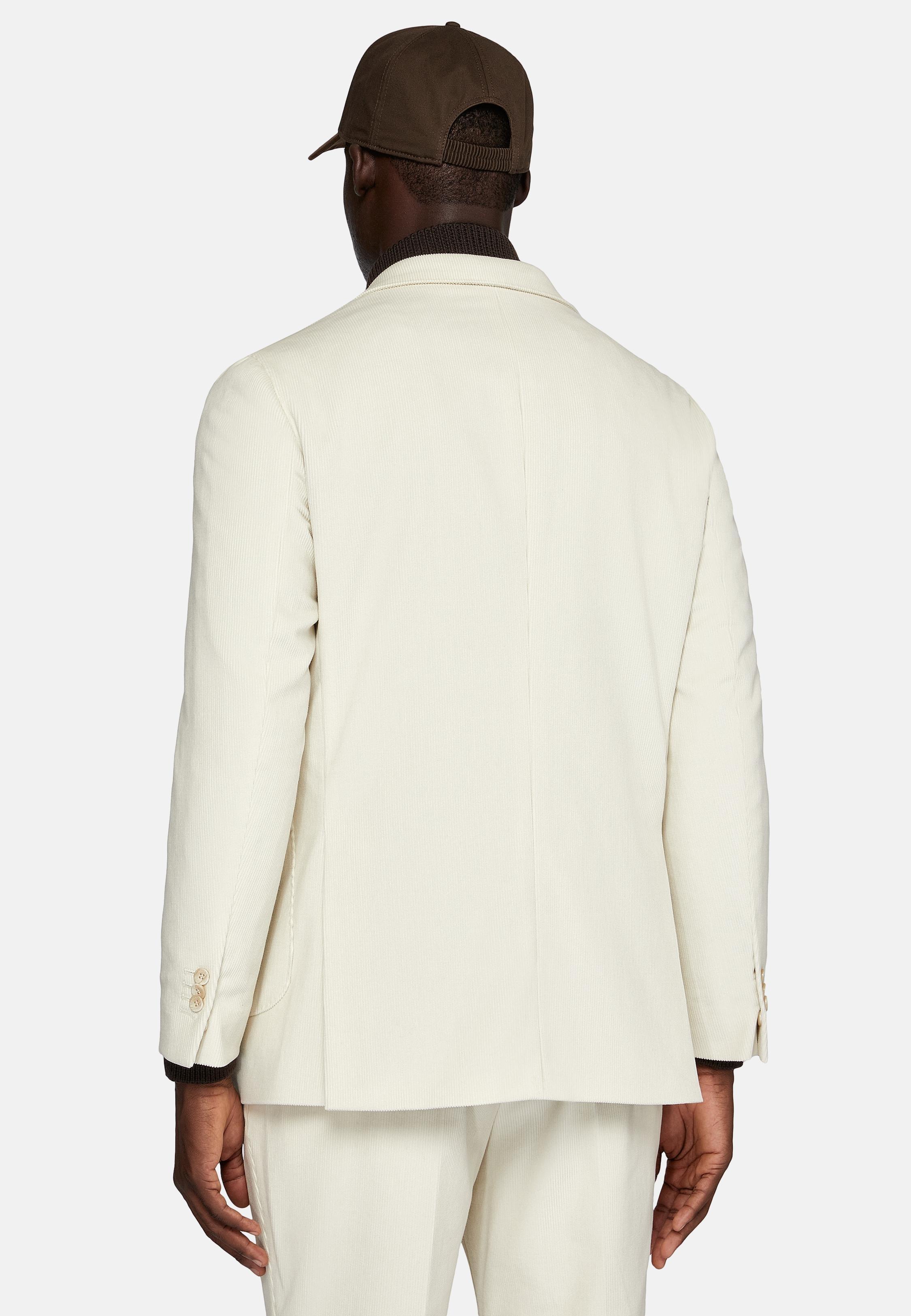 Cream Solid Regular Jacket, , large image number 3