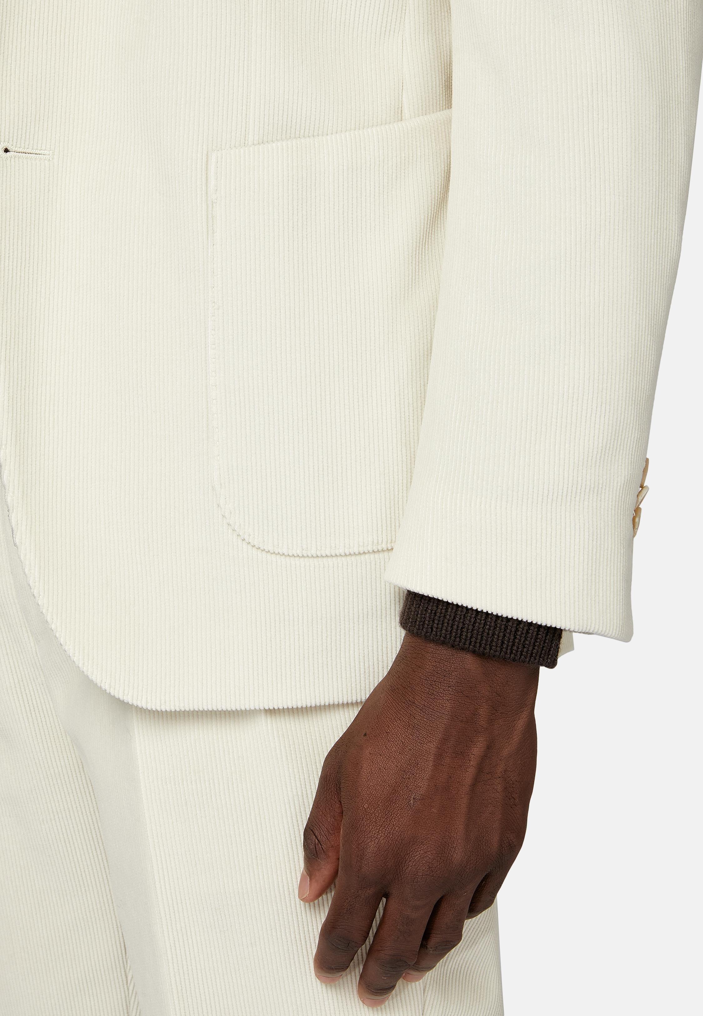 Cream Solid Regular Jacket, , large image number 5