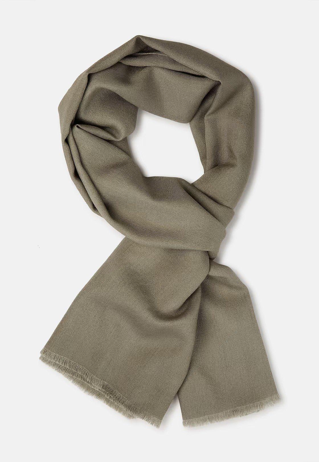 Beige Herringbone Wool Scarf, Beige, large image number 0