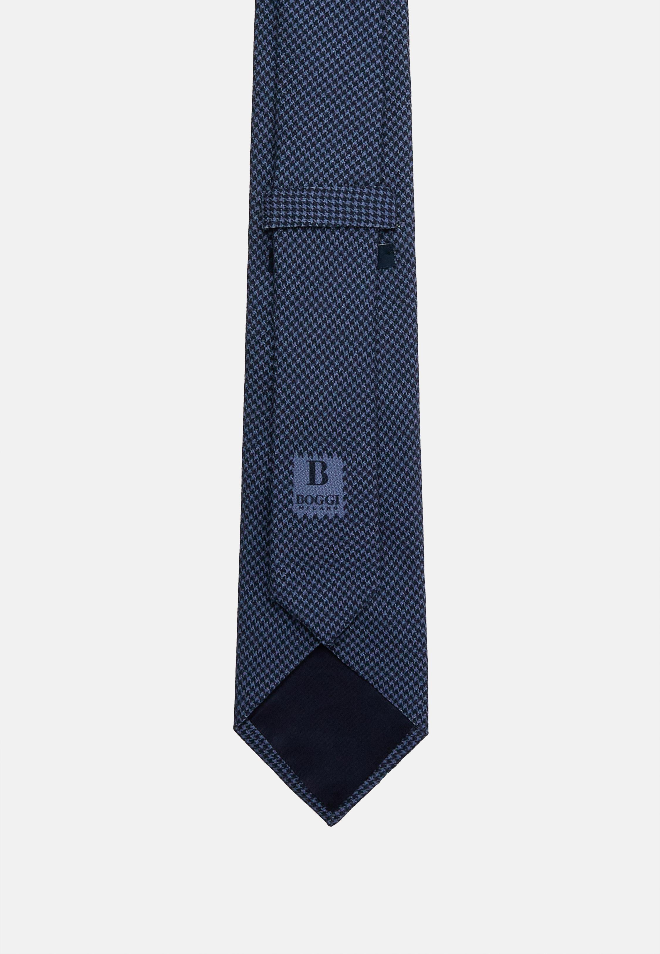 Blue Pattern Silk Tie, Navy blue, large image number 0