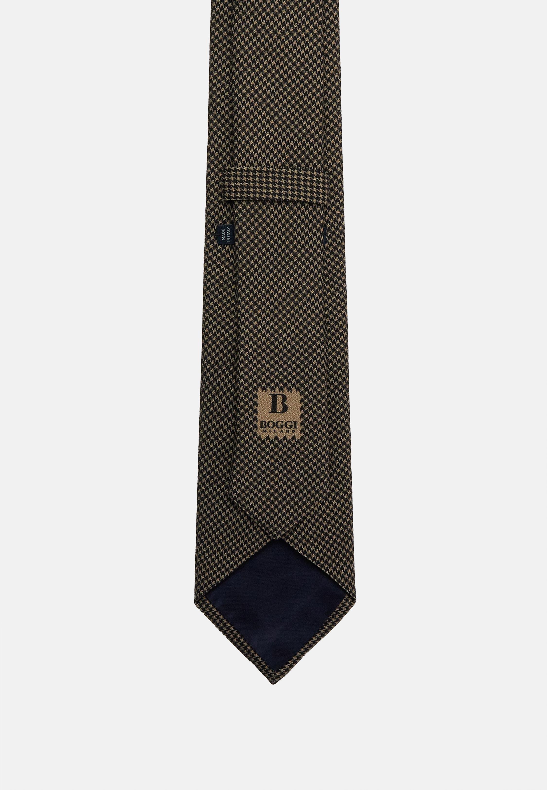 Brown Pattern Silk Tie, Dark brown, large image number 0