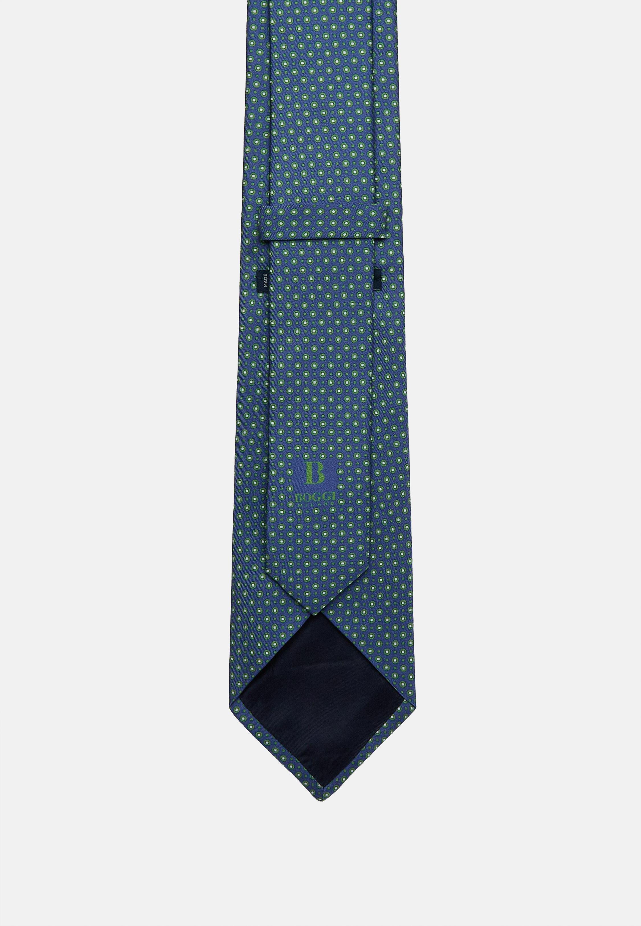 Green Geometric Silk Tie, Green, large image number 0