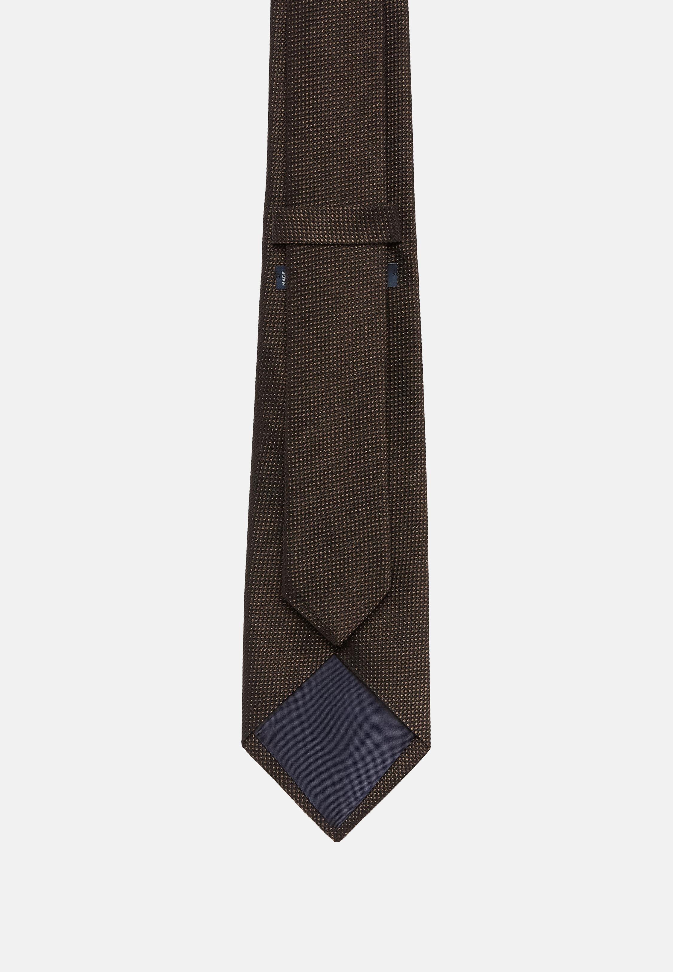 Brown Silk Pattern Tie, Brown, large image number 0