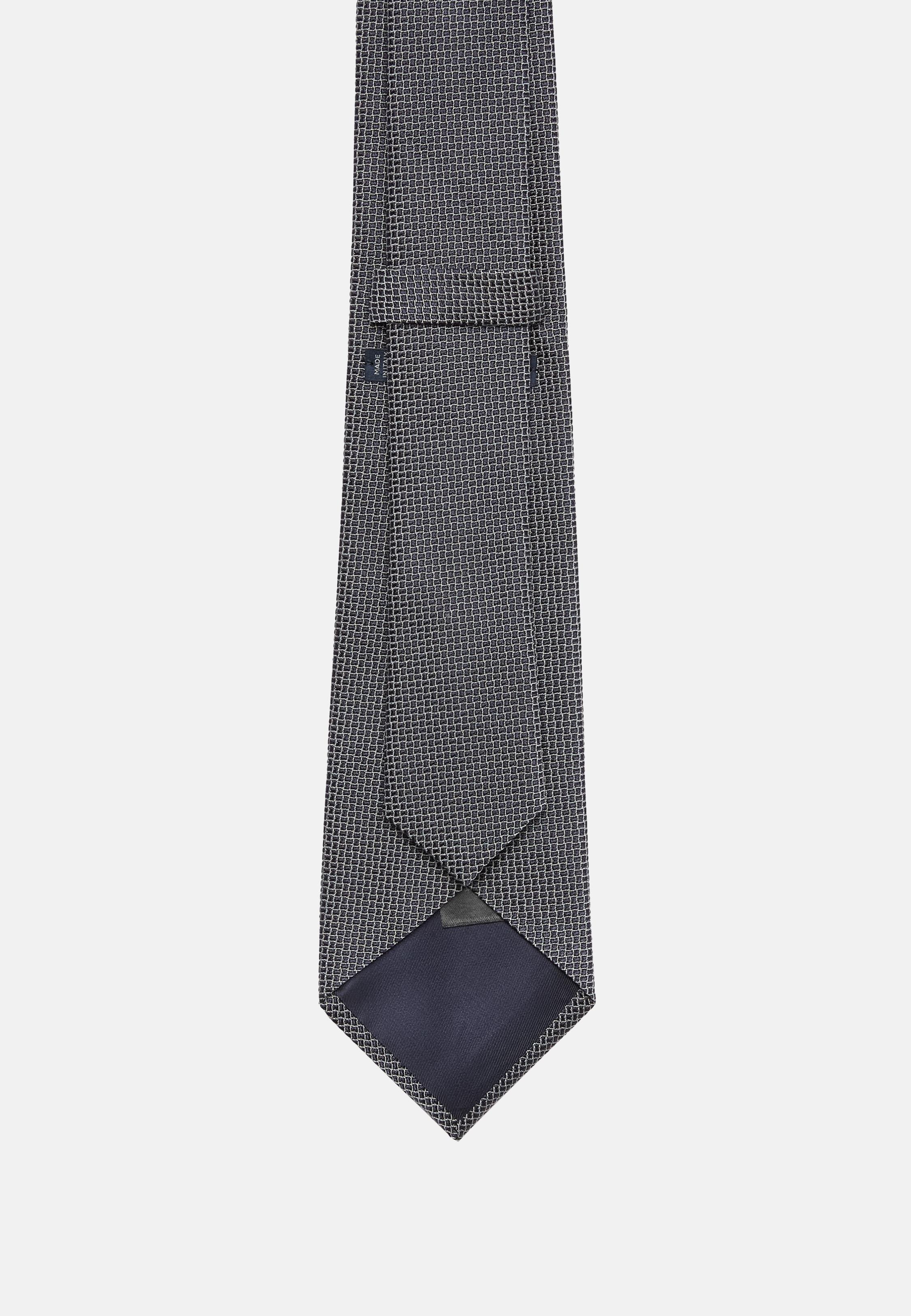 Blue Checked Silk Tie, Navy blue, large image number 0