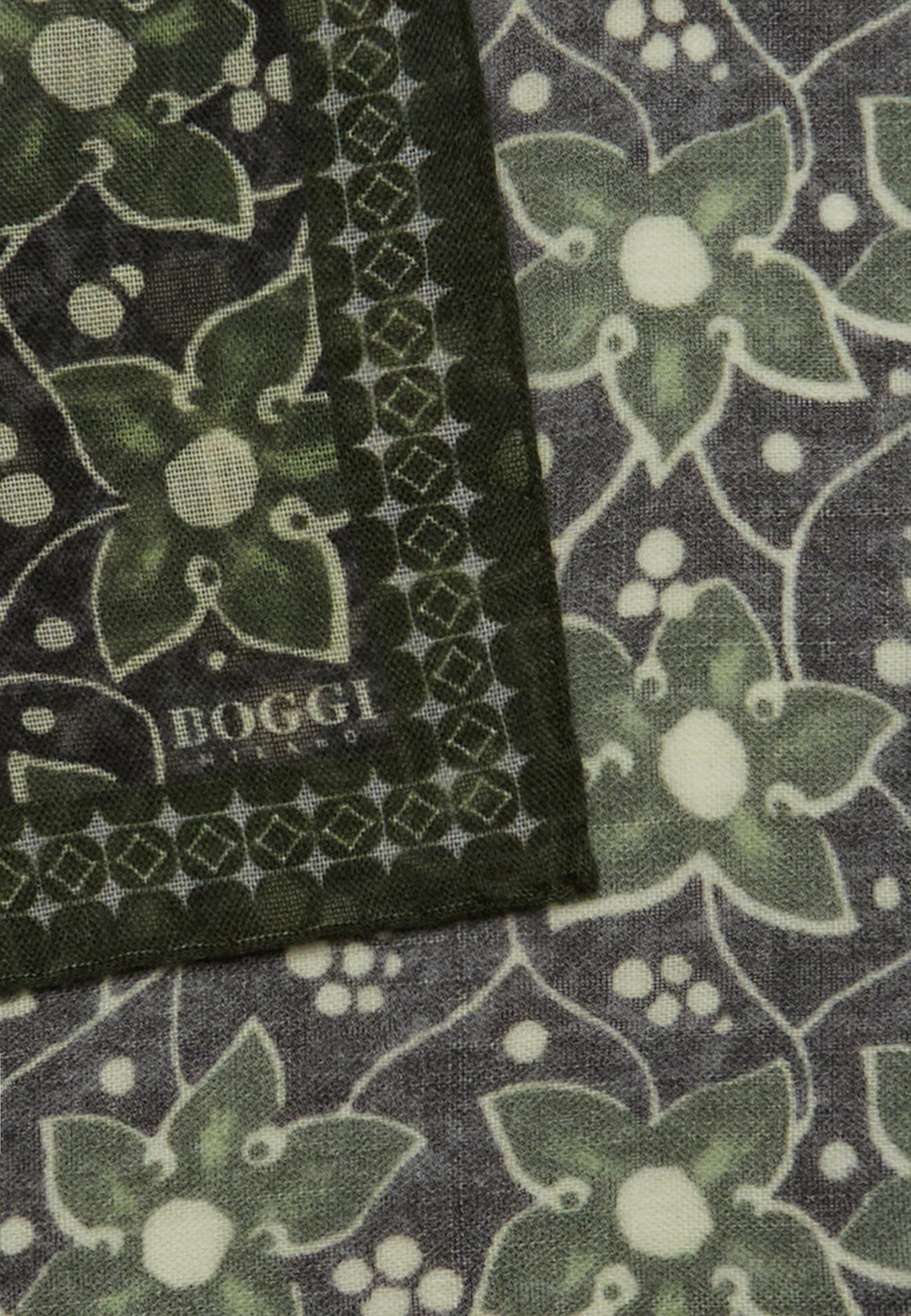 Green Floral Wool Pocket Square, Green, large image number 0