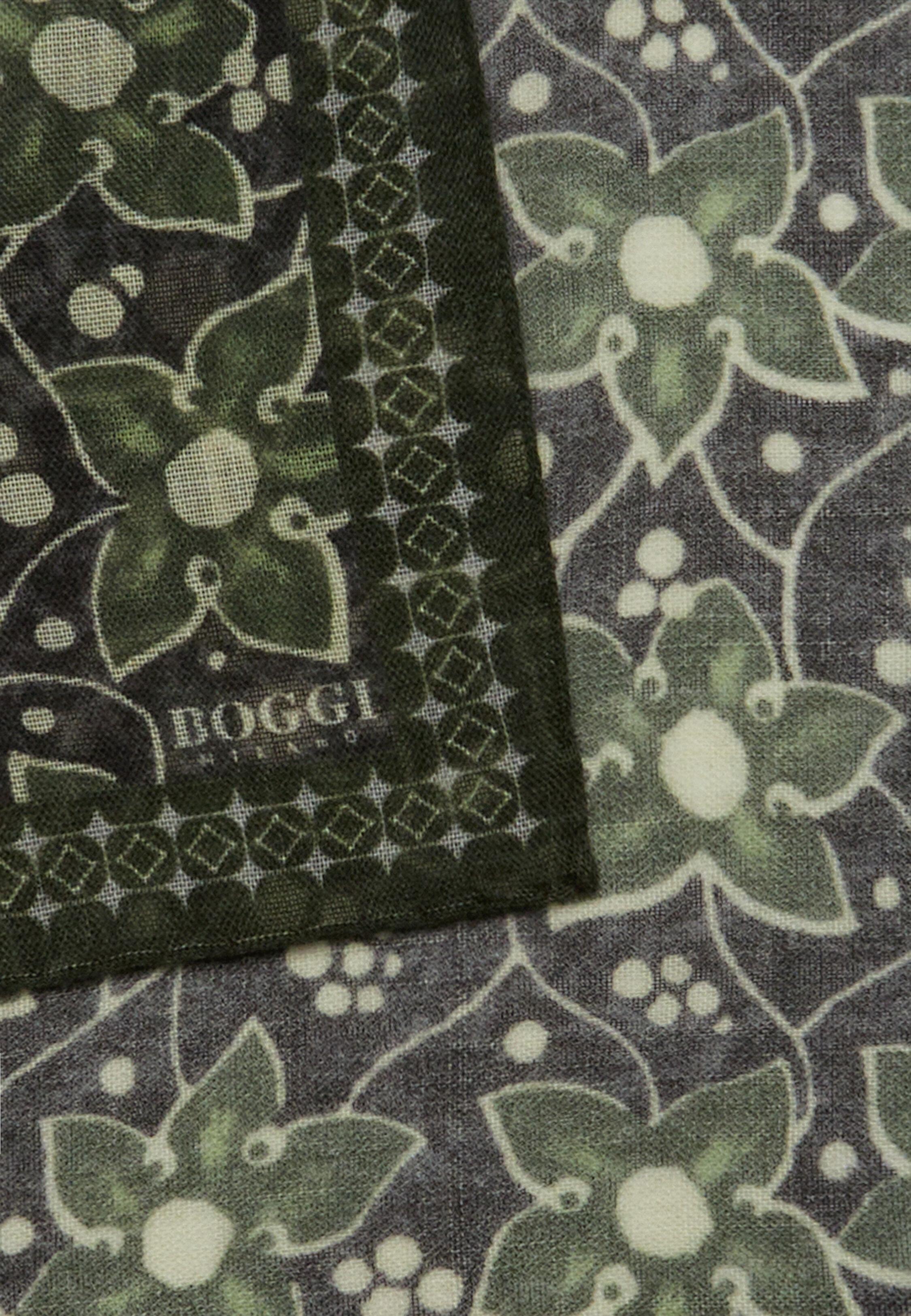 Green Floral Wool Pocket Square, Green, large image number 1