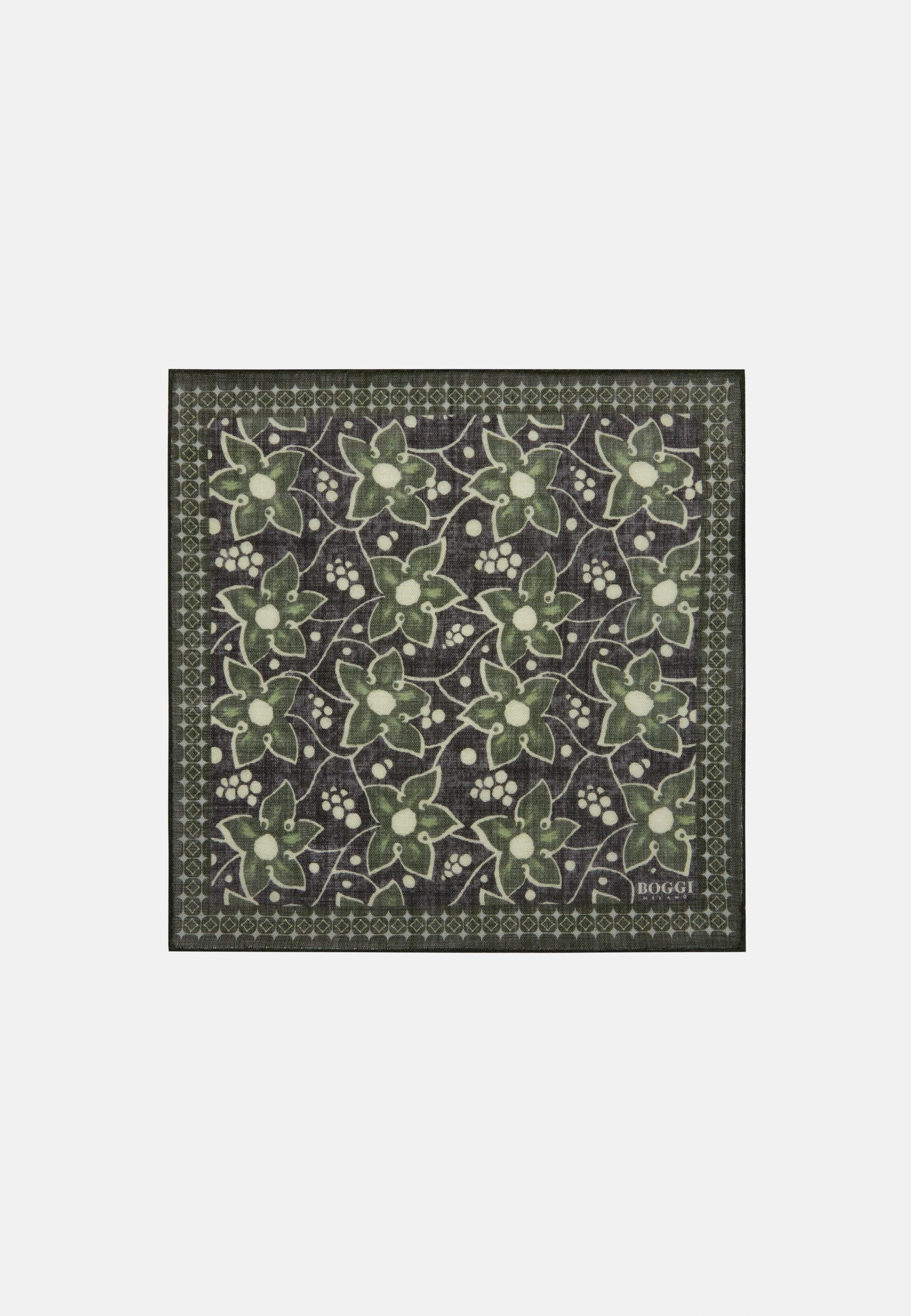 Green Floral Wool Pocket Square, Green, large image number 2