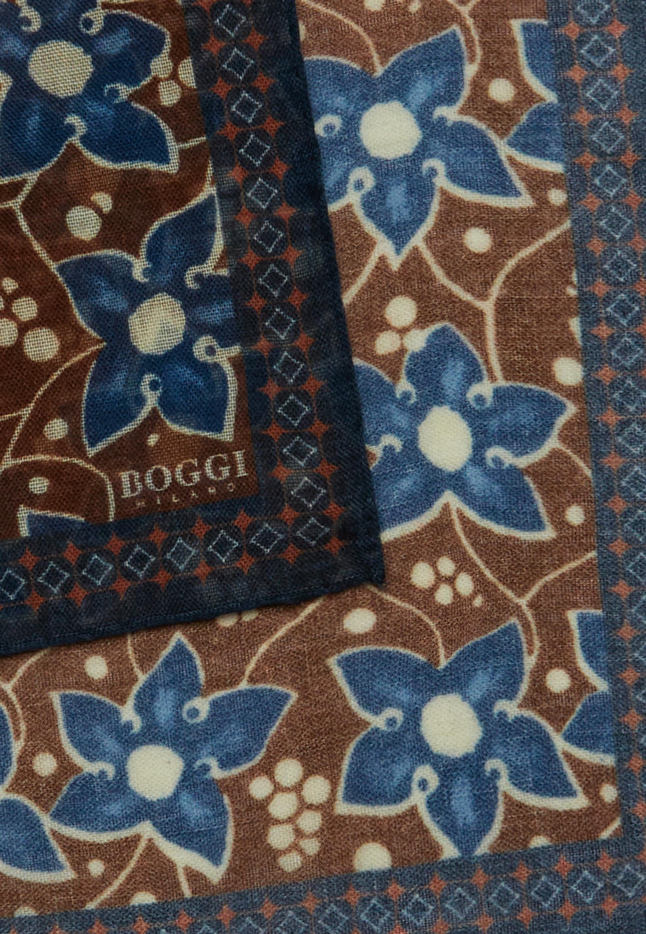 Red Floral Wool Pocket Square, Burgundy, large image number 0