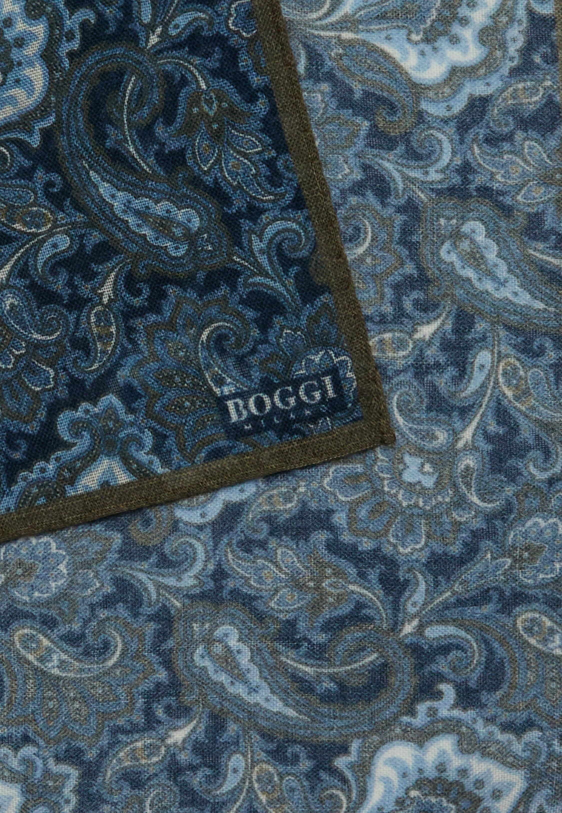 Blue Paisley Wool Pocket Square, 3901_NAVY, large image number 1