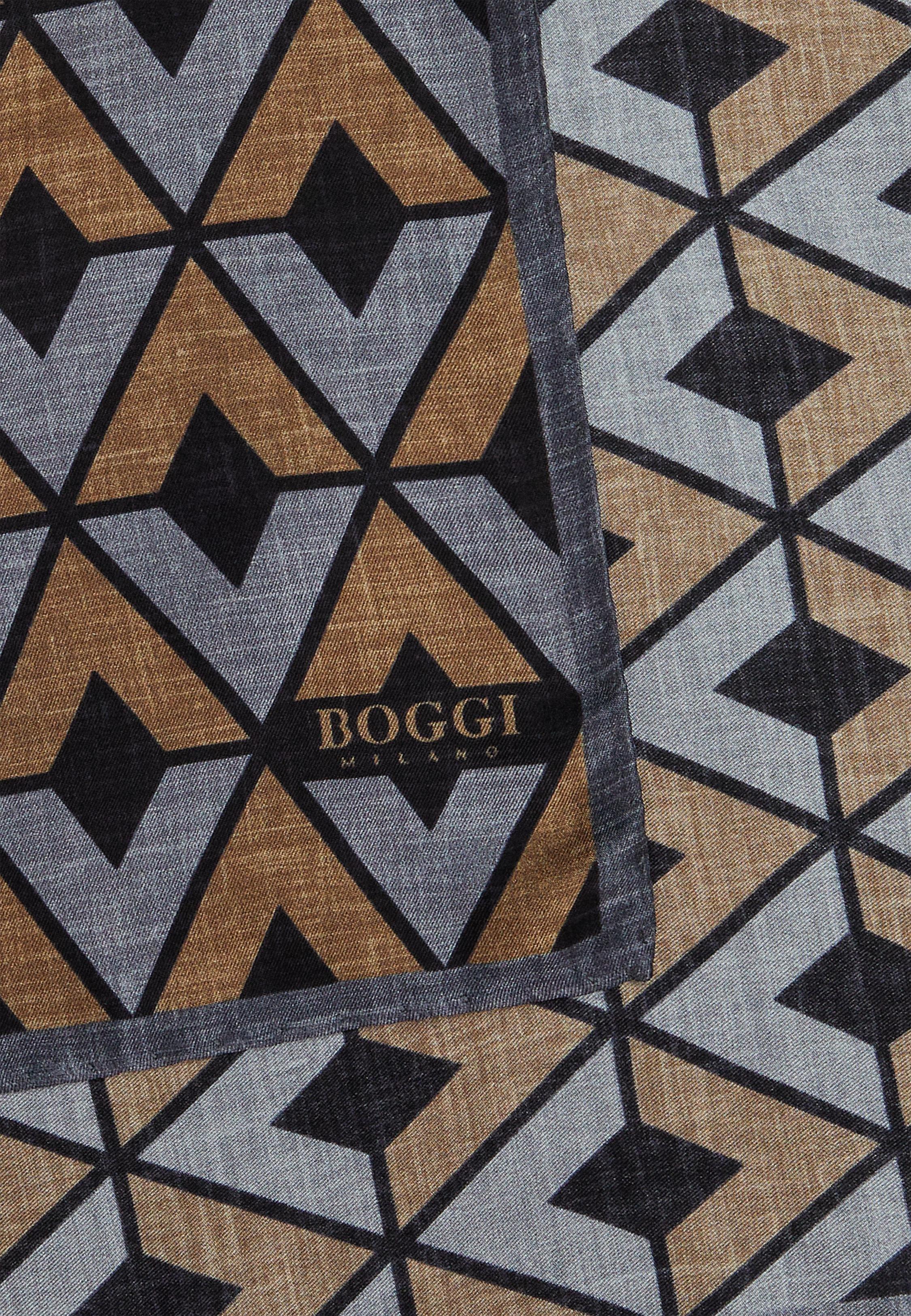 Grey Geometric Print Pocket Square, Grey, large image number 0
