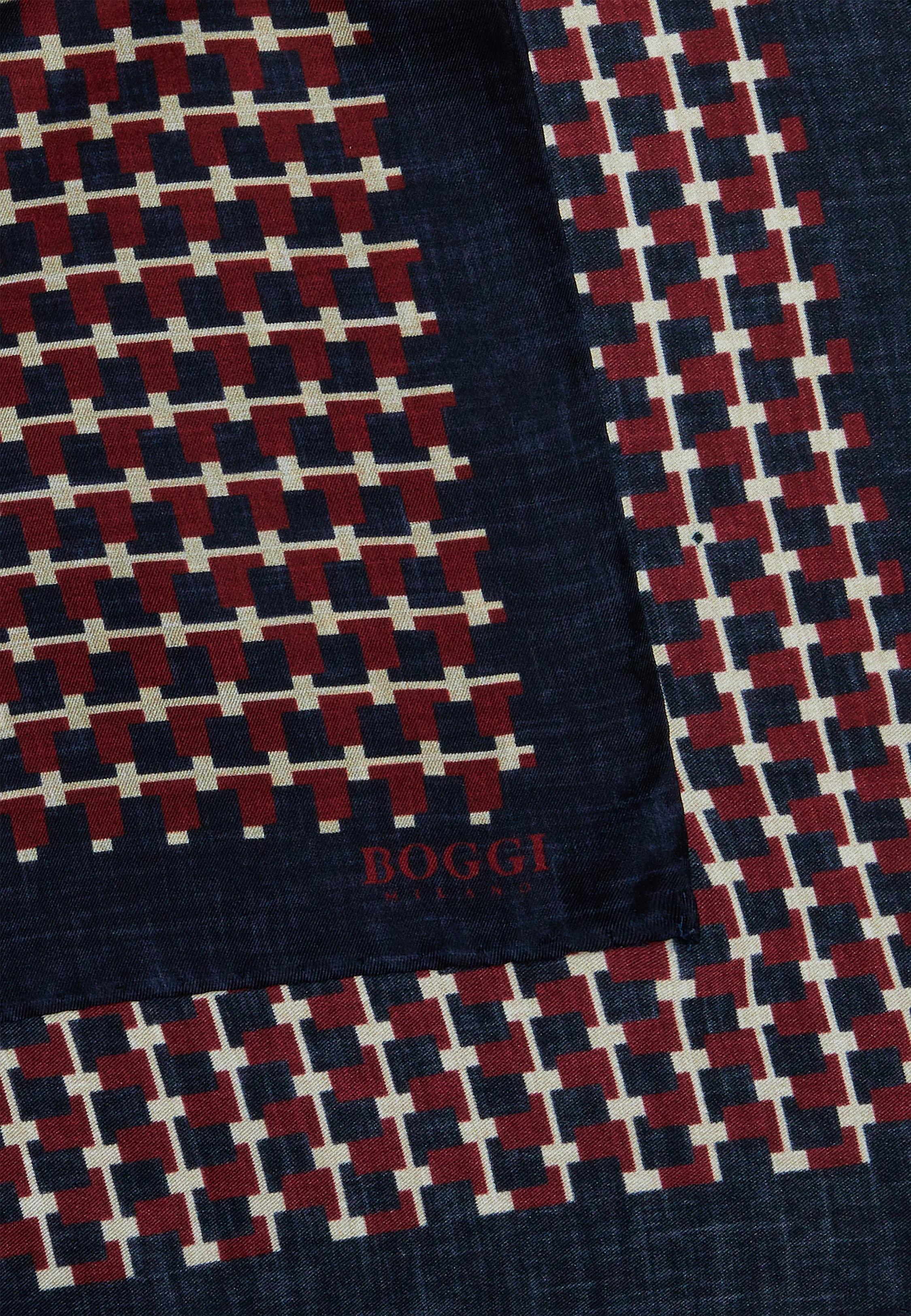 Red Geometric Print Pocket Square, 3901_BURG, large image number 0