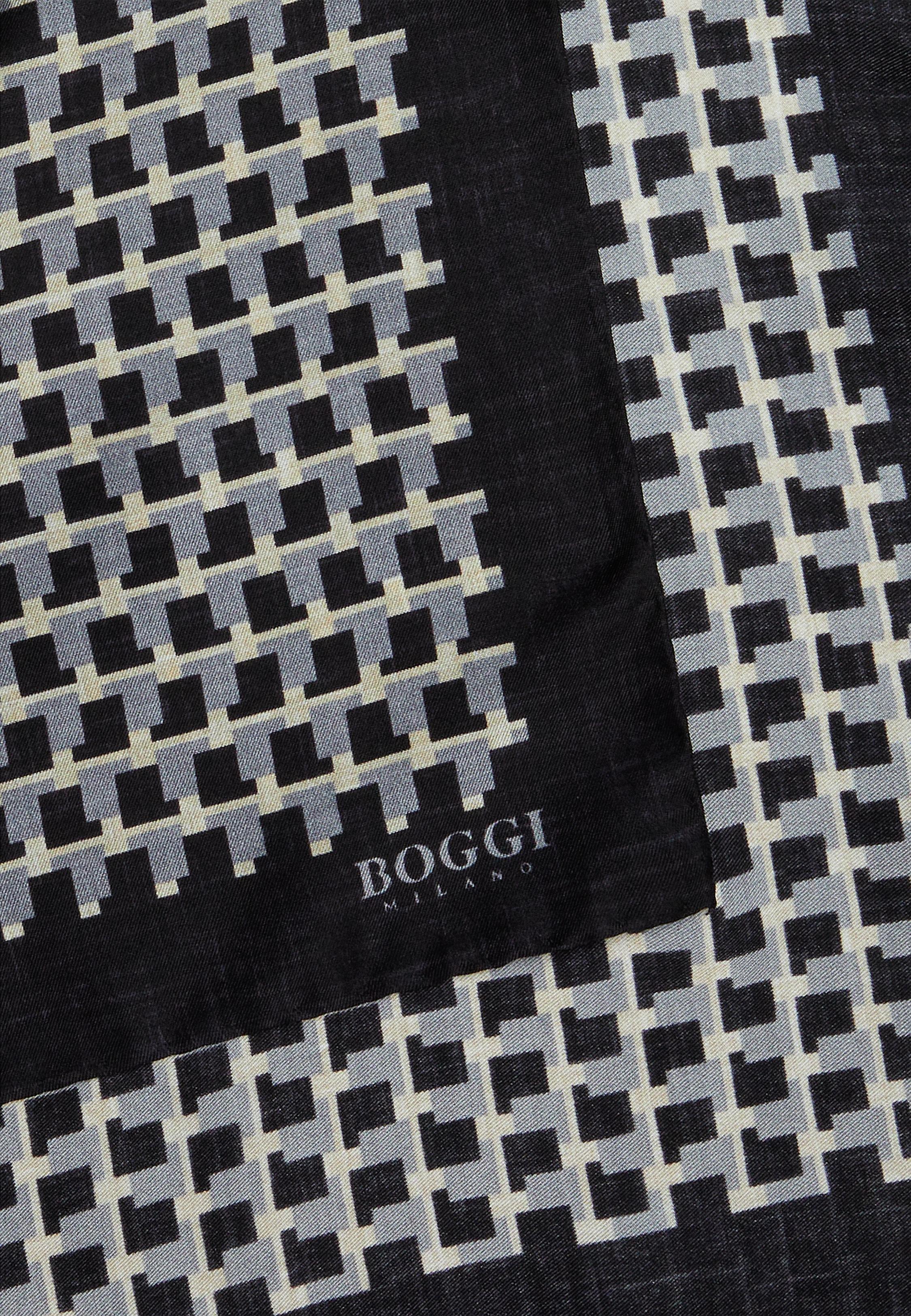 Blue Geometric Print Pocket Square, Navy blue, large image number 0