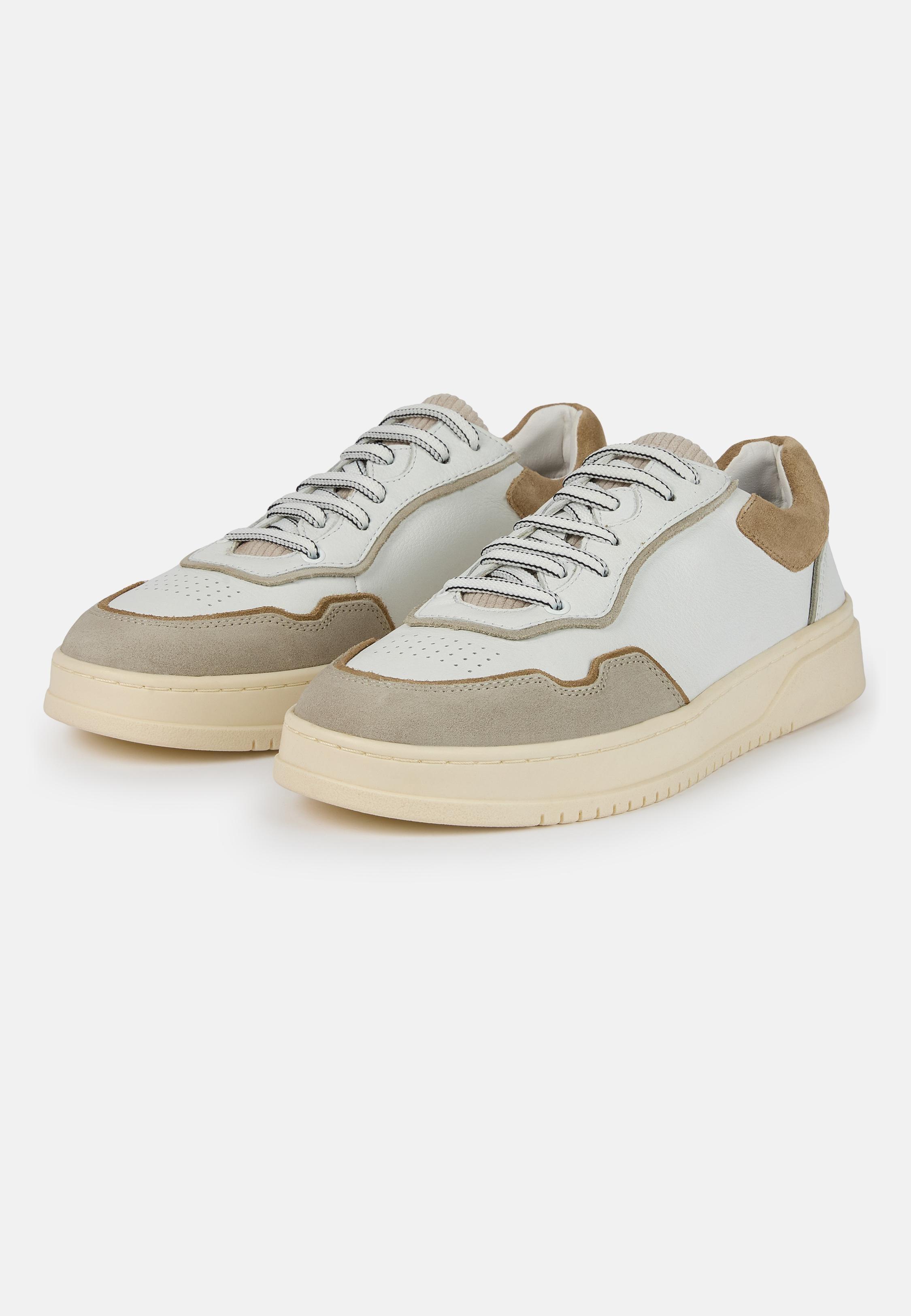 WHITE Leather And Velvet Sneakers, , large image number 1