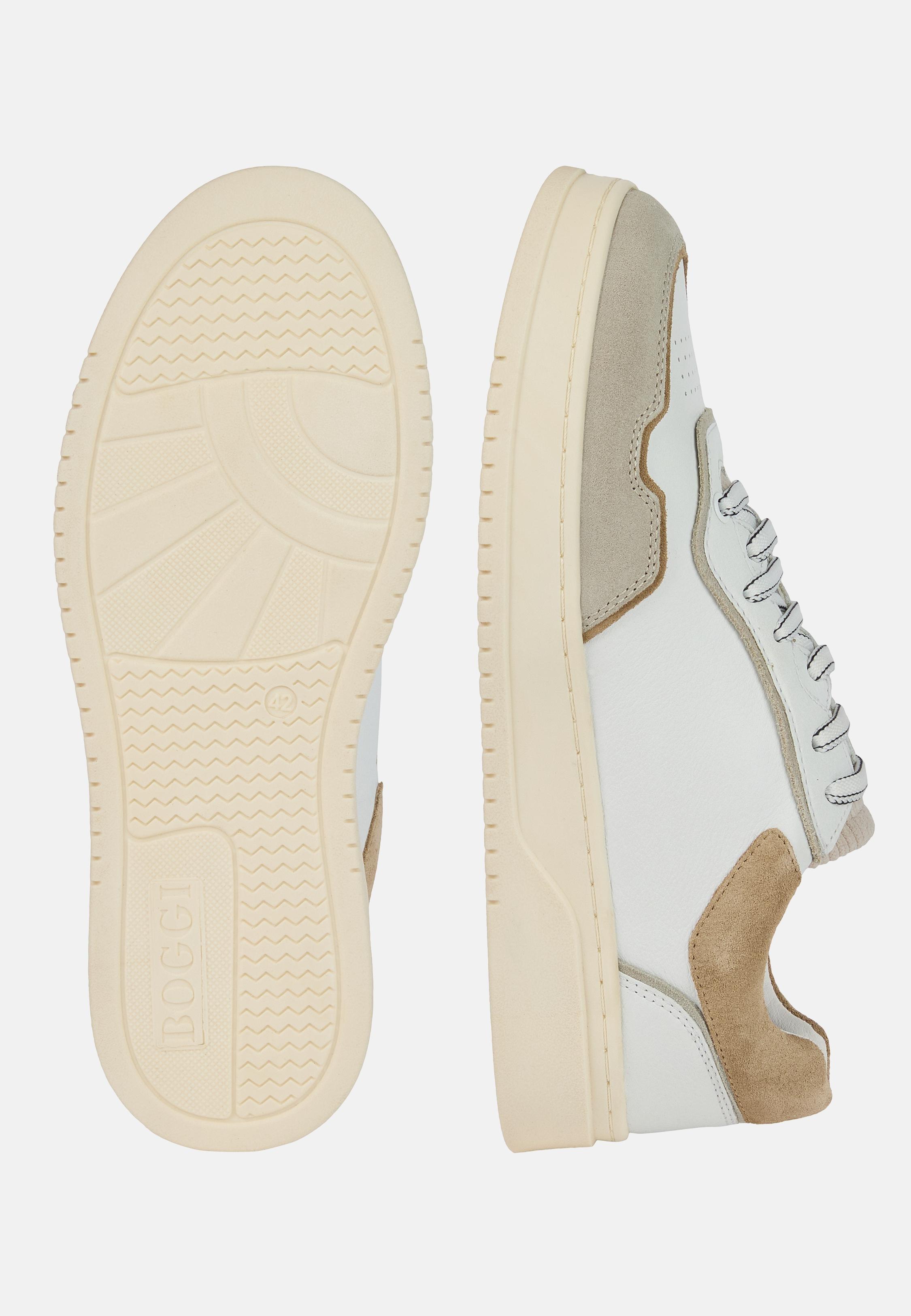 WHITE Leather And Velvet Sneakers, , large image number 2