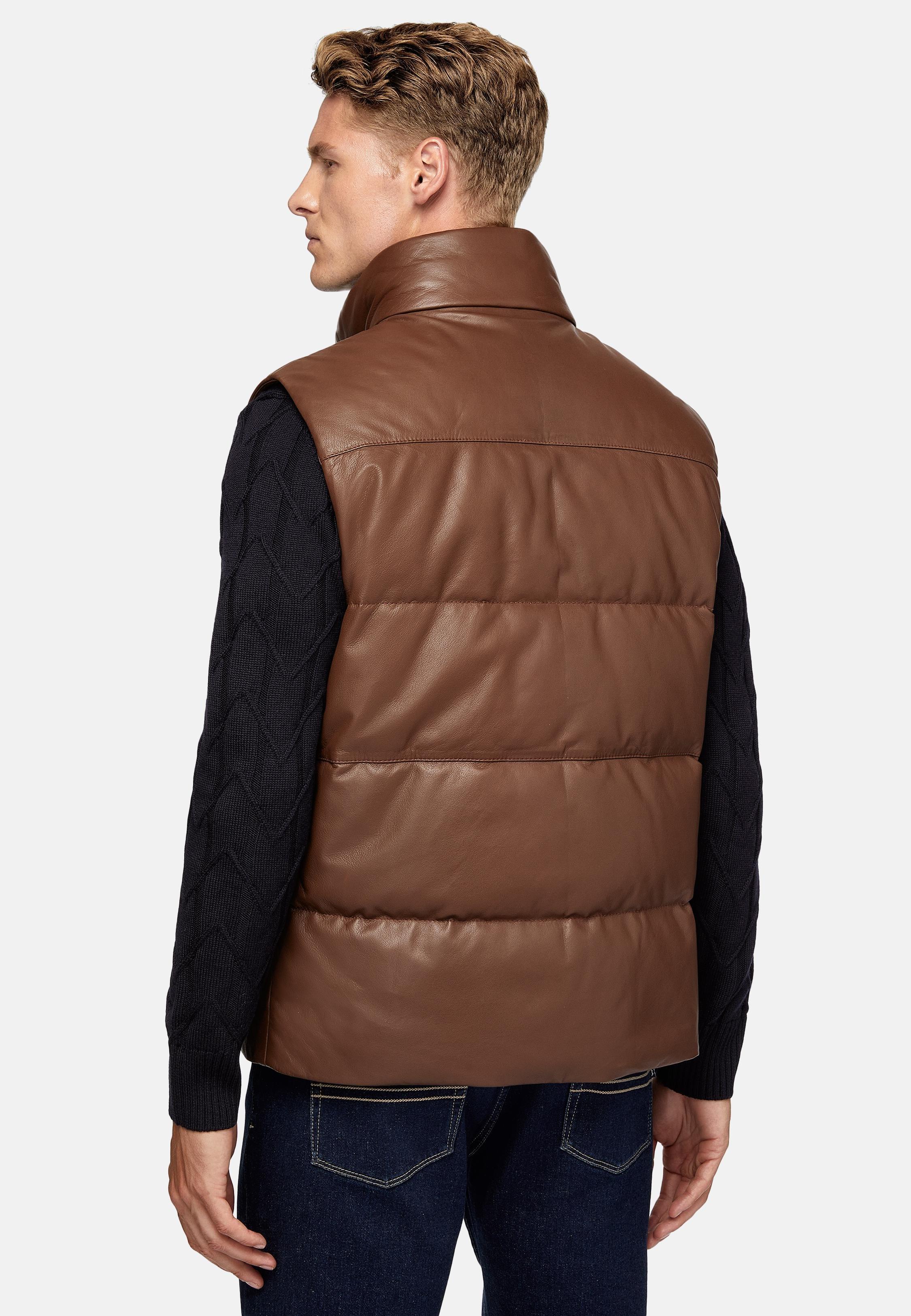 Brown Quilted Leather Gilet, , large image number 3
