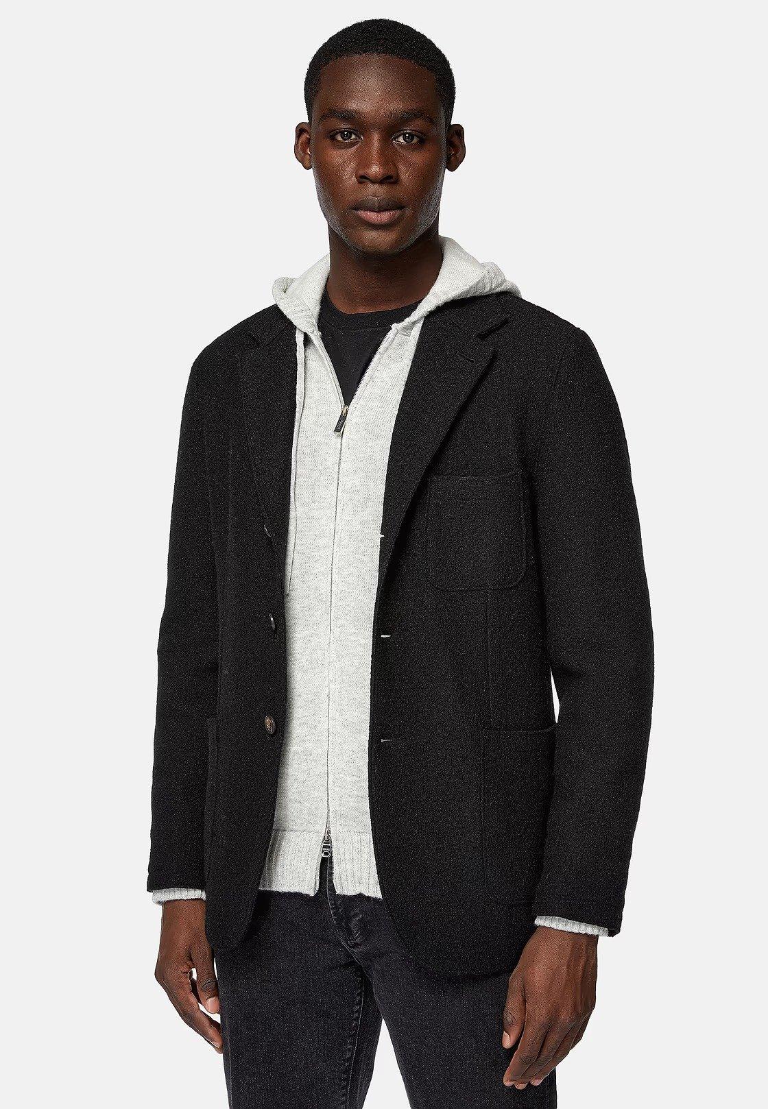 Black Structured Wool Jacket, , large image number 0