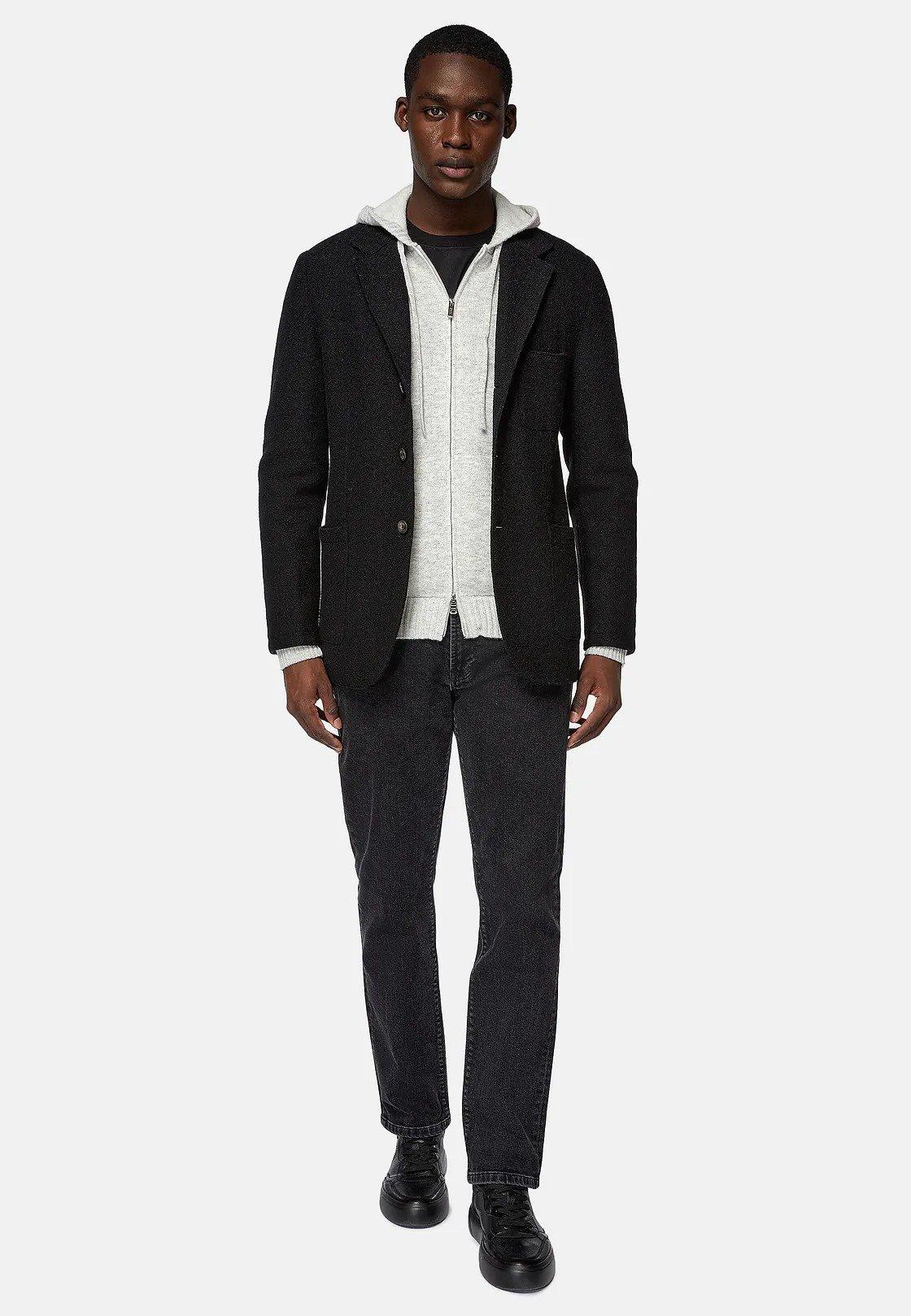 Black Structured Wool Jacket, , large image number 2