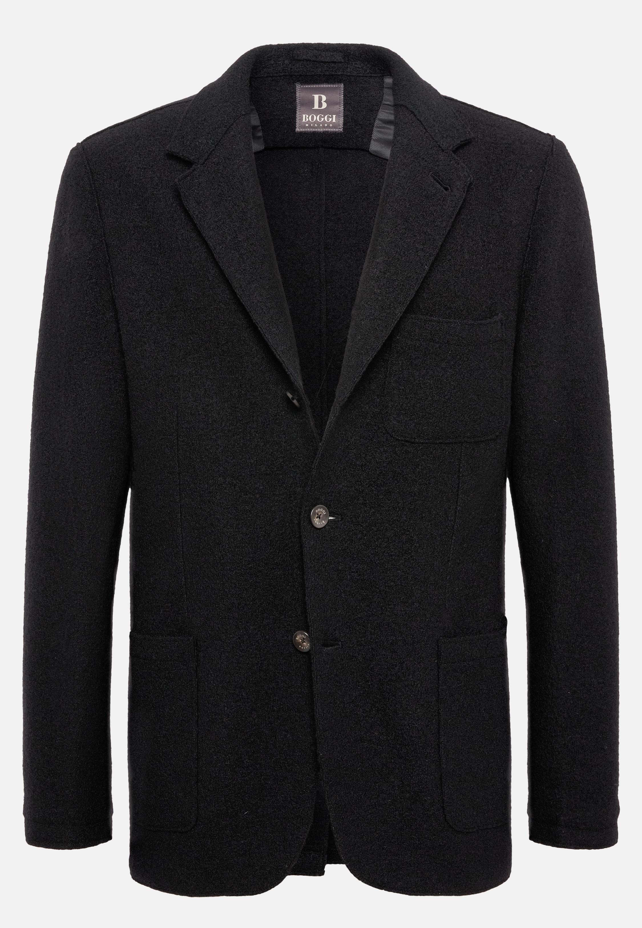 Black Structured Wool Jacket, , large image number 6