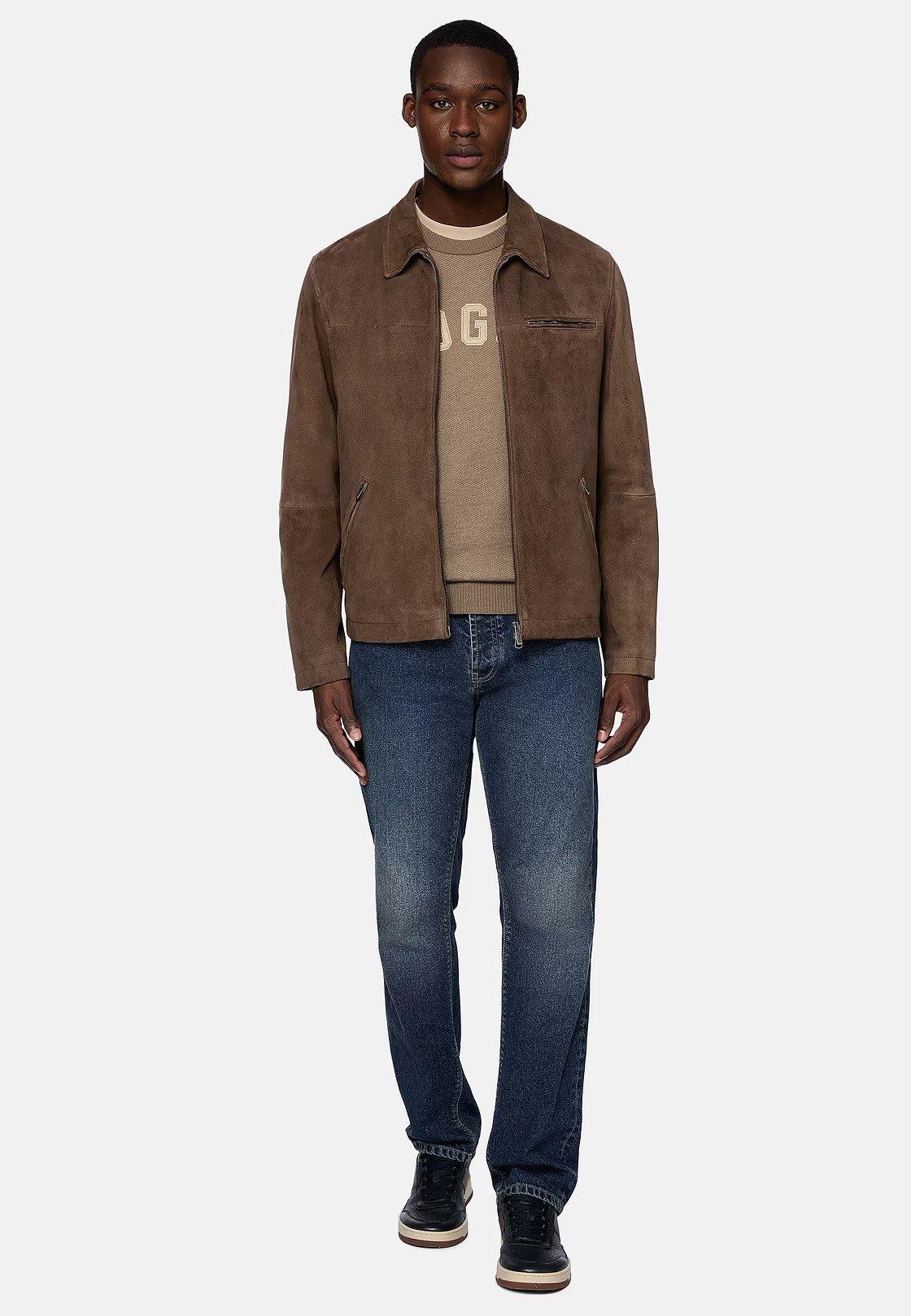 Brown Solid Bomber Jacket, Brown, large image number 0