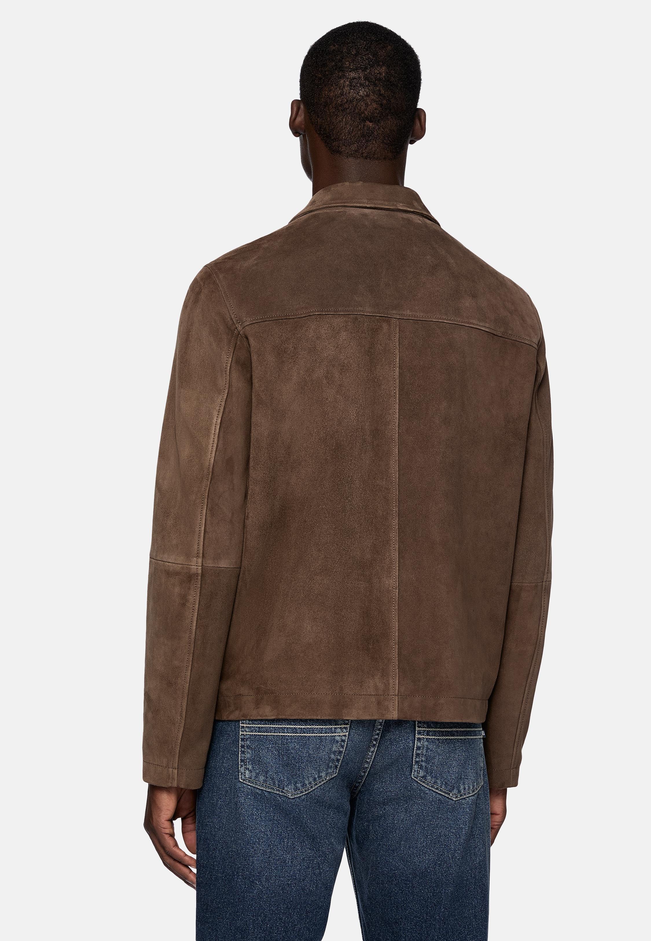 Brown Solid Bomber Jacket, Brown, large image number 3