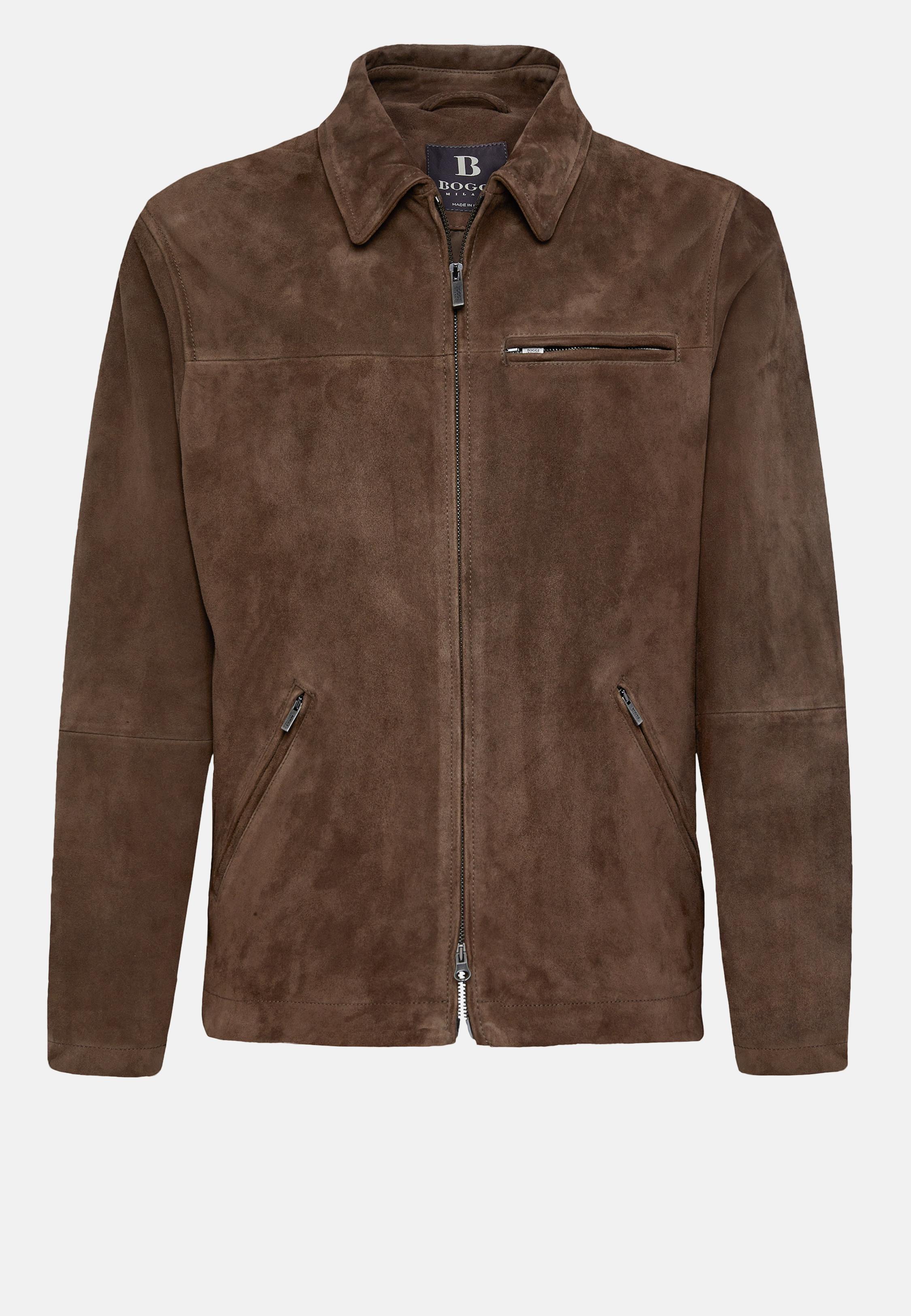 Brown Solid Bomber Jacket, Brown, large image number 6
