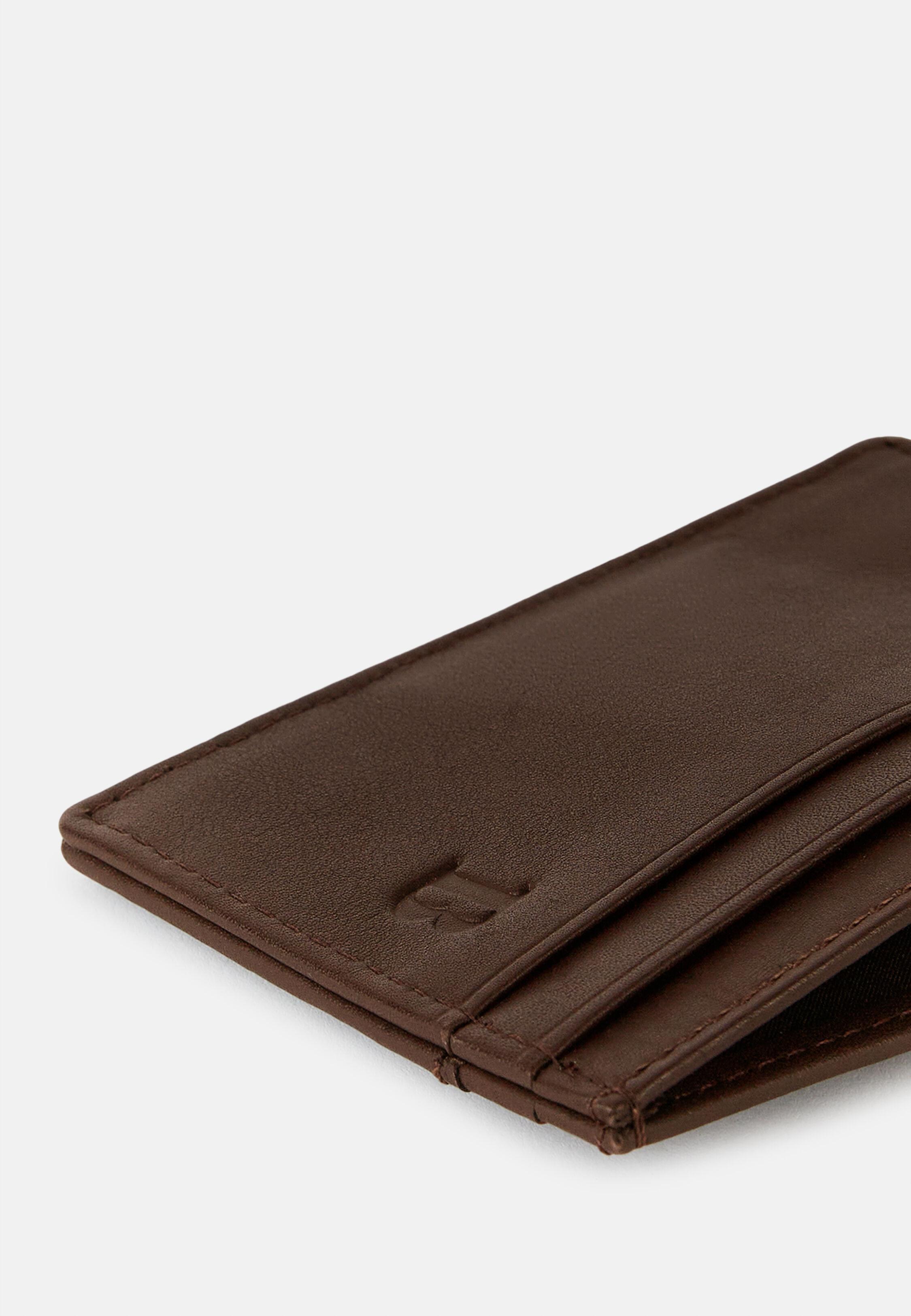 Brown Leather Credit Card Holder, Dark brown, large image number 5