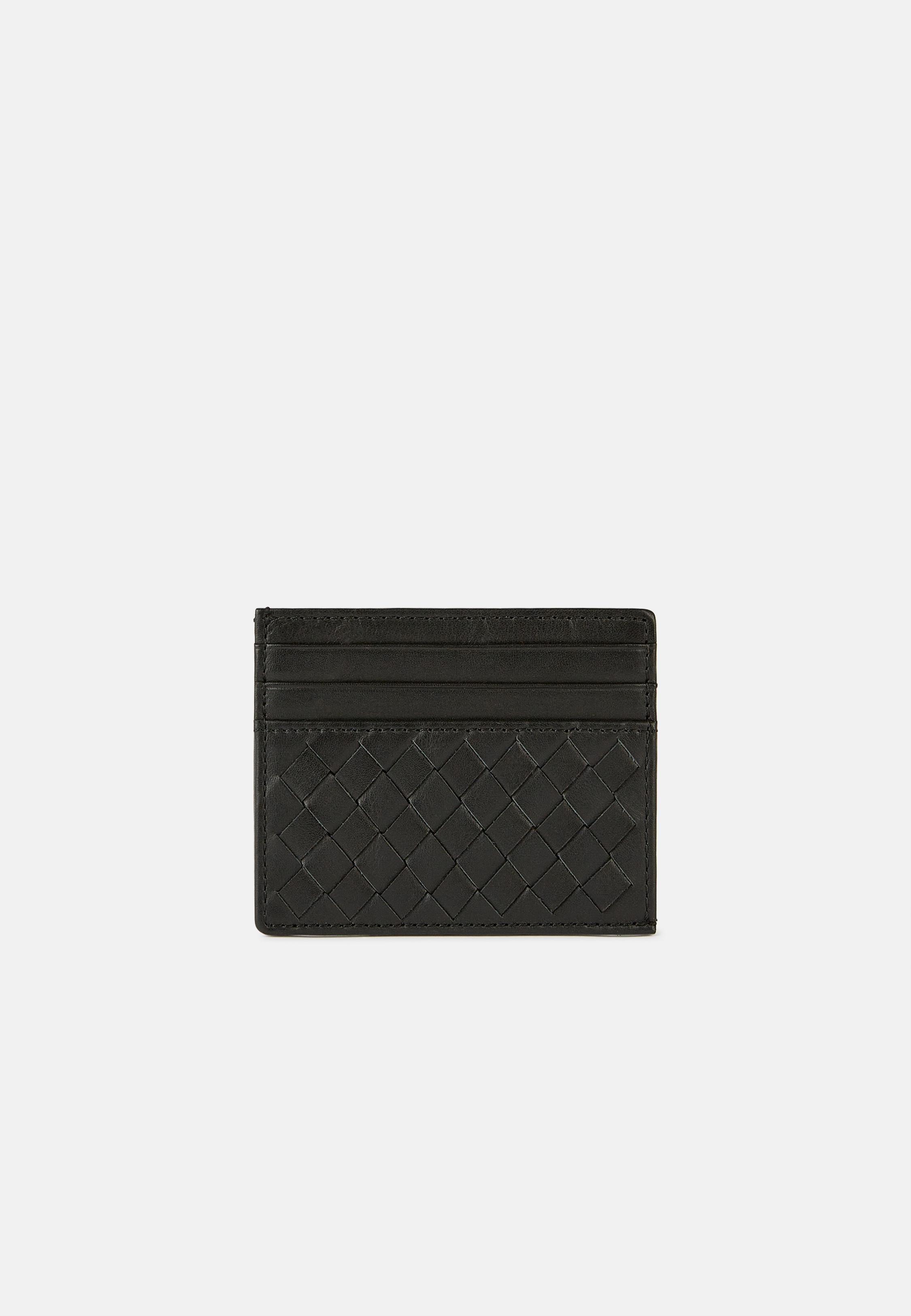 Black Leather Credit Card Holder, Black, large image number 0