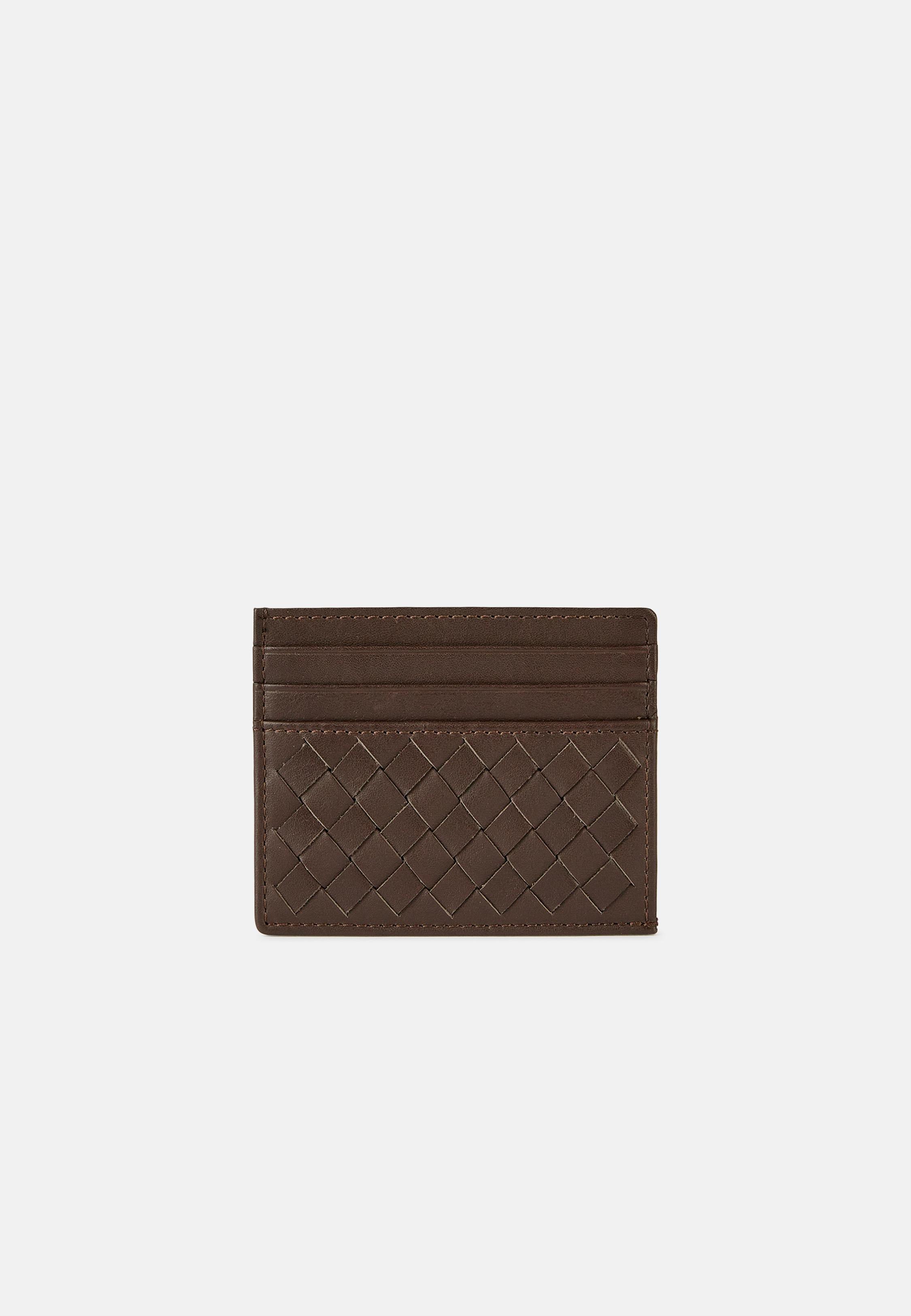 Brown Leather Credit Card Holder, Dark brown, large image number 0