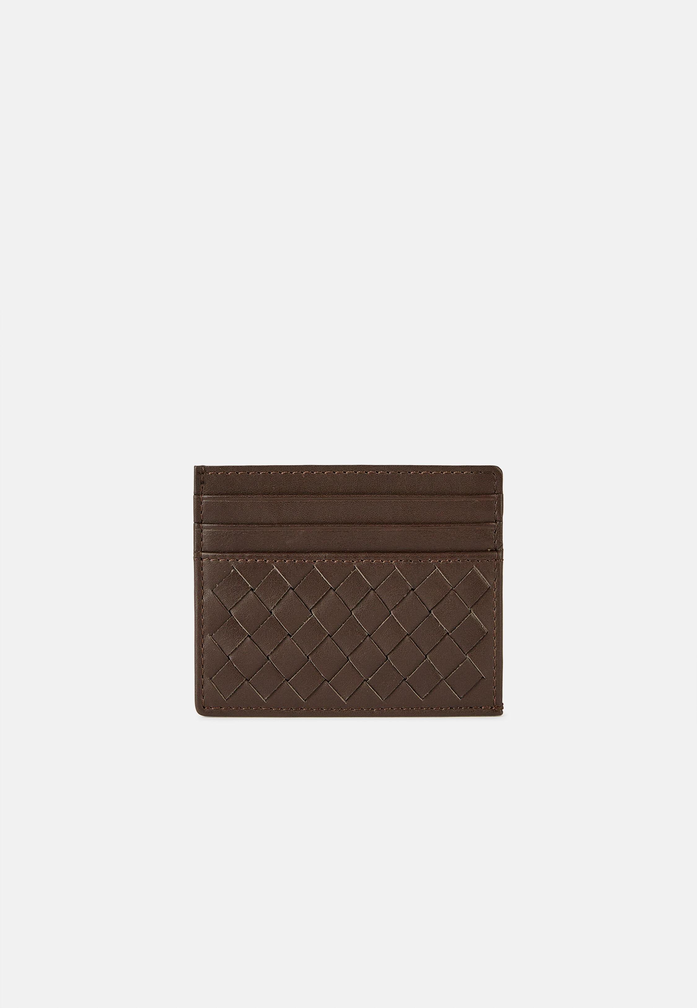 Brown Leather Credit Card Holder, Dark brown, large image number 1