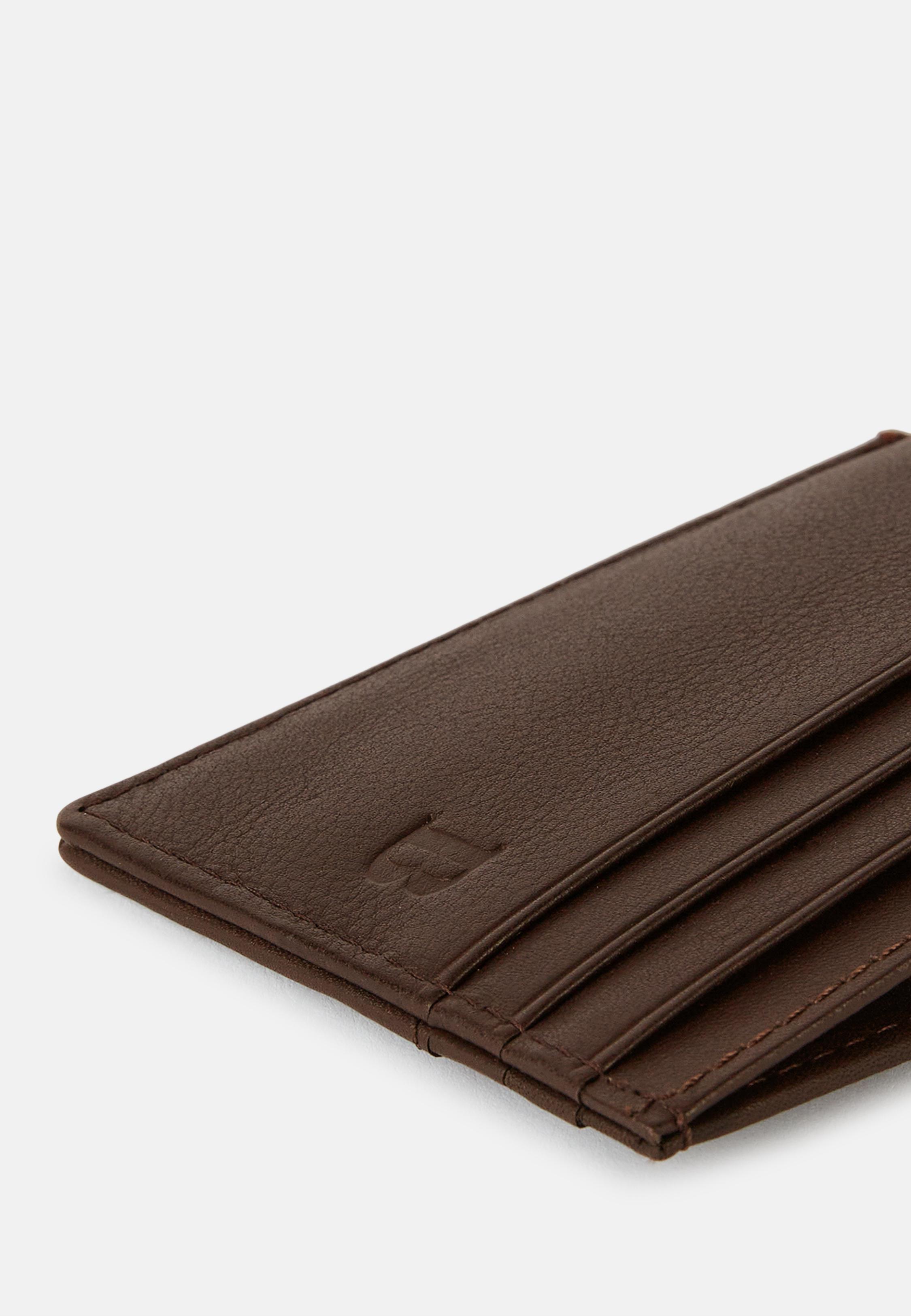 Brown Leather Credit Card Holder, Dark brown, large image number 2