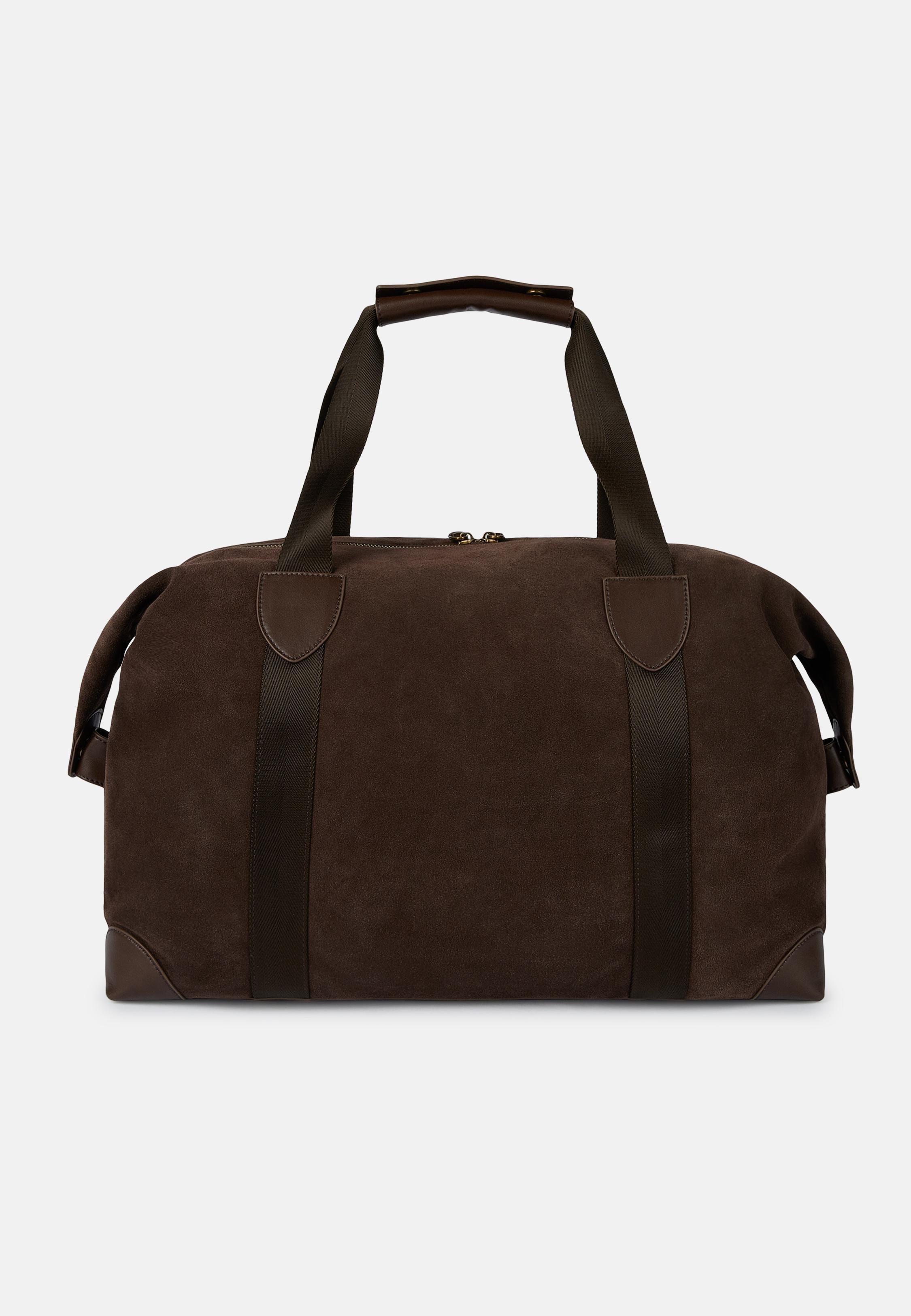 Brown Suede Leather Bag, 3901_DKBR, large image number 3