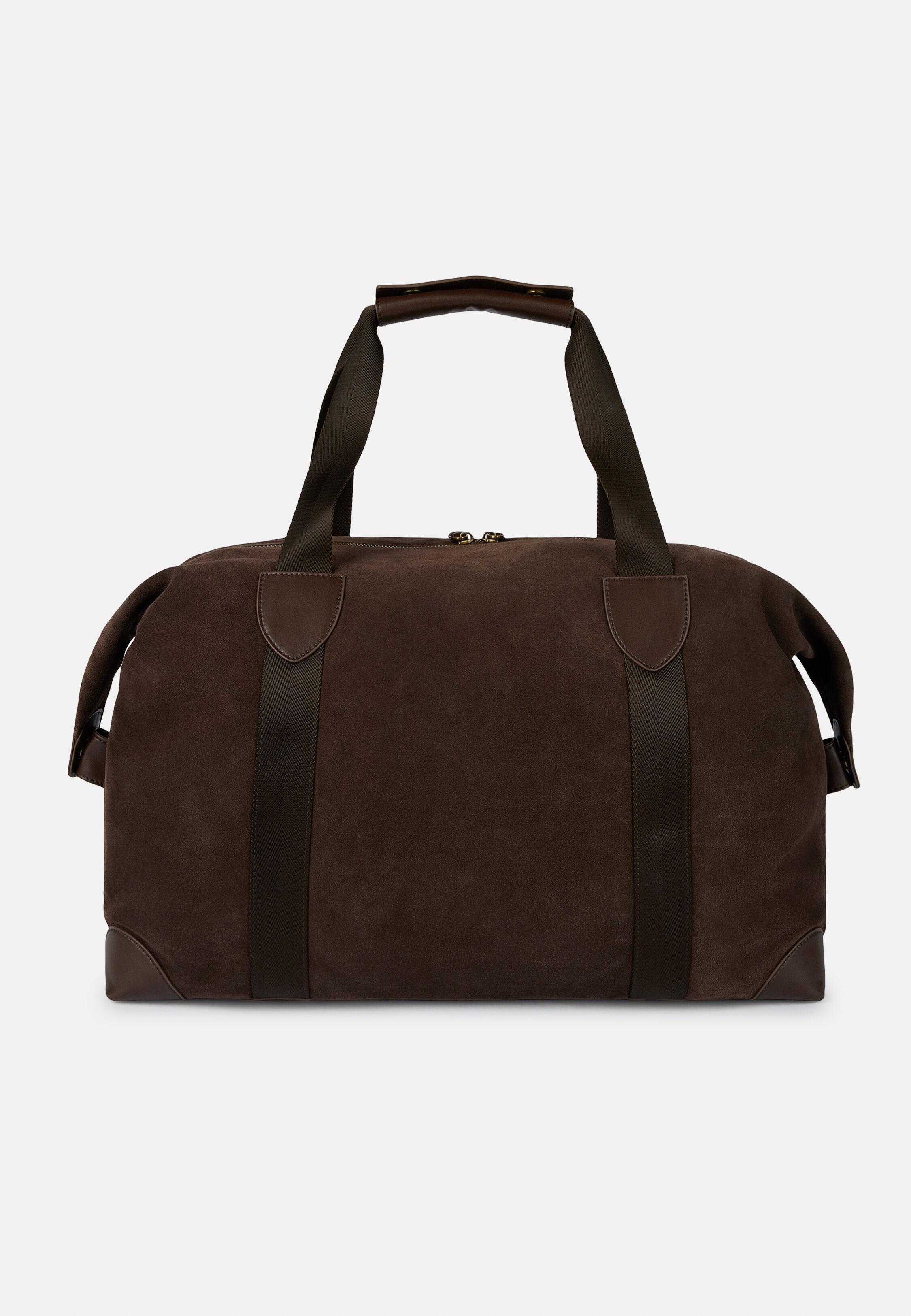 Brown Suede Leather Bag, Dark brown, large image number 7