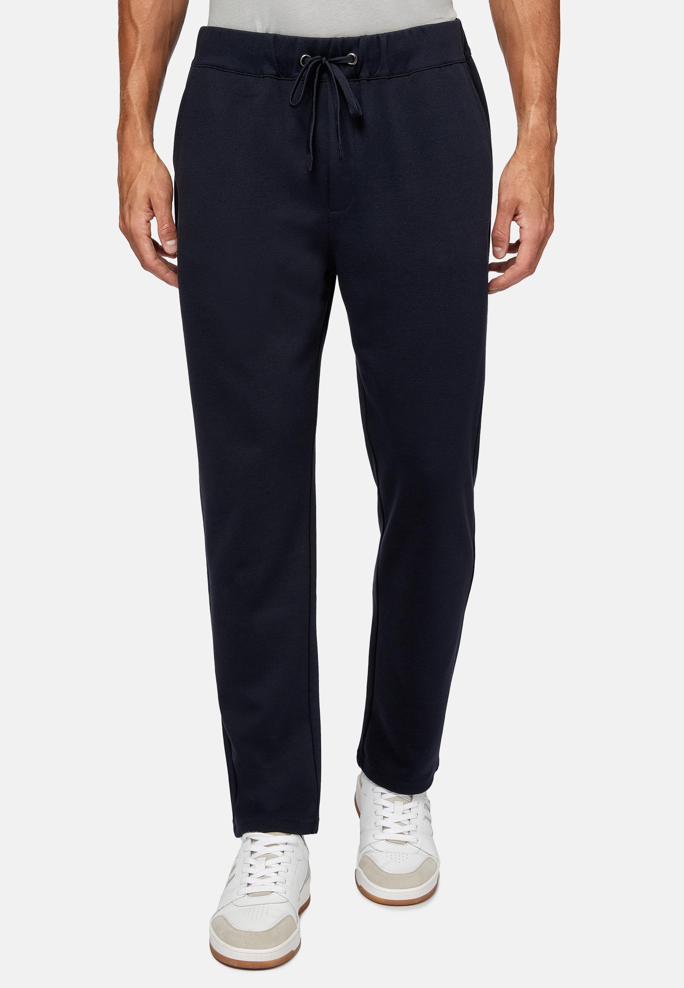 Blue Solid Casual Trousers, Navy blue, large image number 1