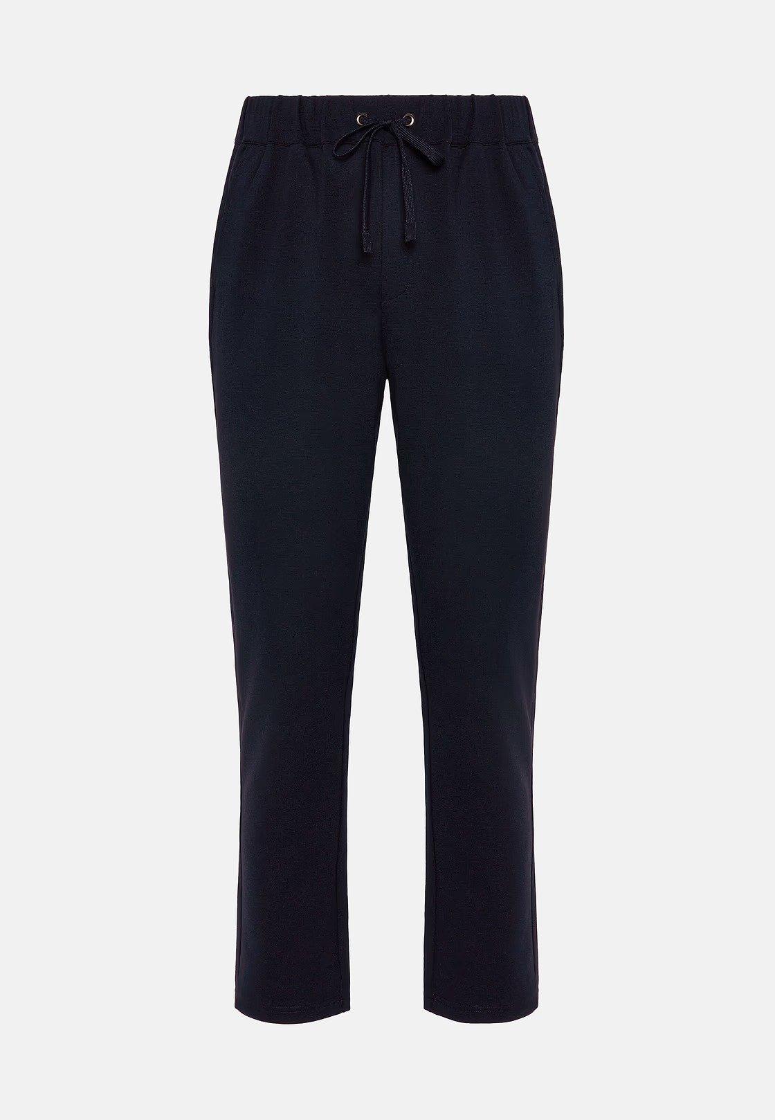 Blue Solid Casual Trousers, Navy blue, large image number 4