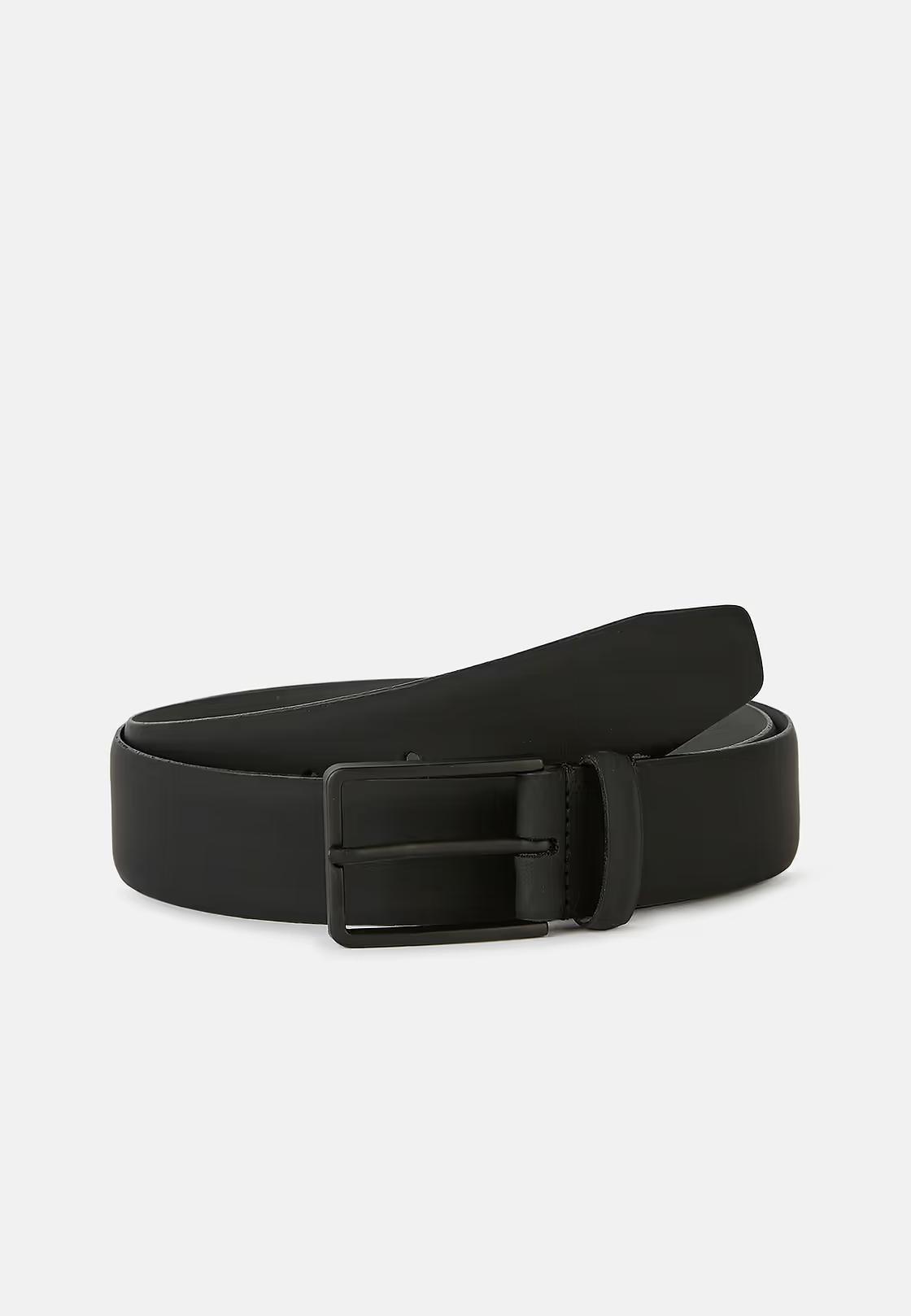 Black Rubberised Leather Belt With Logo, , large