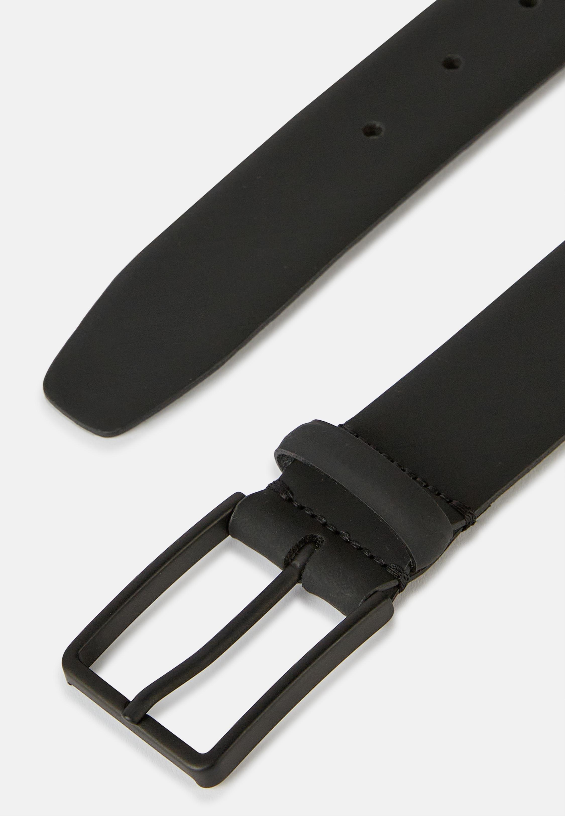 Black Rubberised Leather Belt With Logo, Black, large image number 1