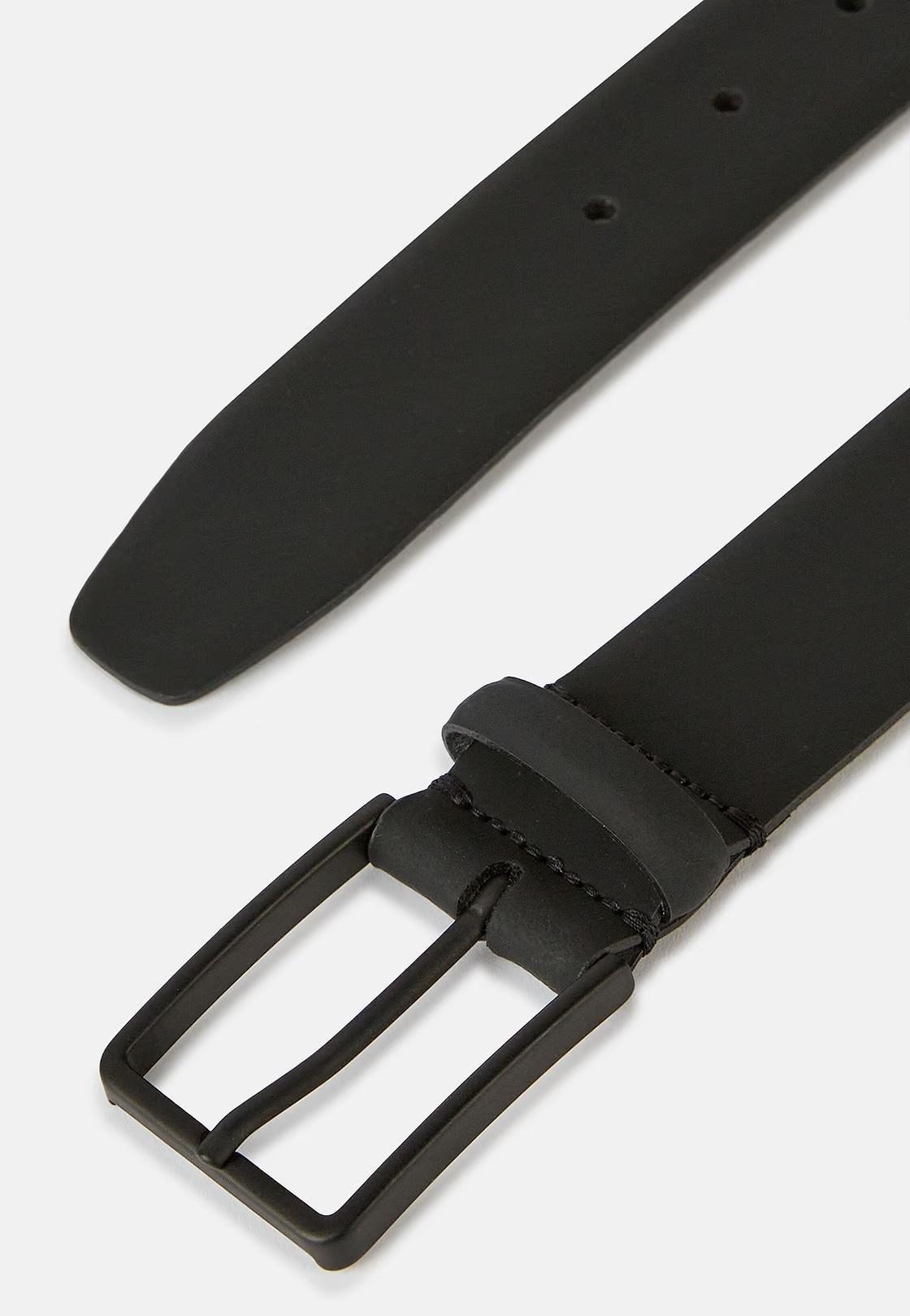 Black Rubberised Leather Belt With Logo, Black, large image number 2