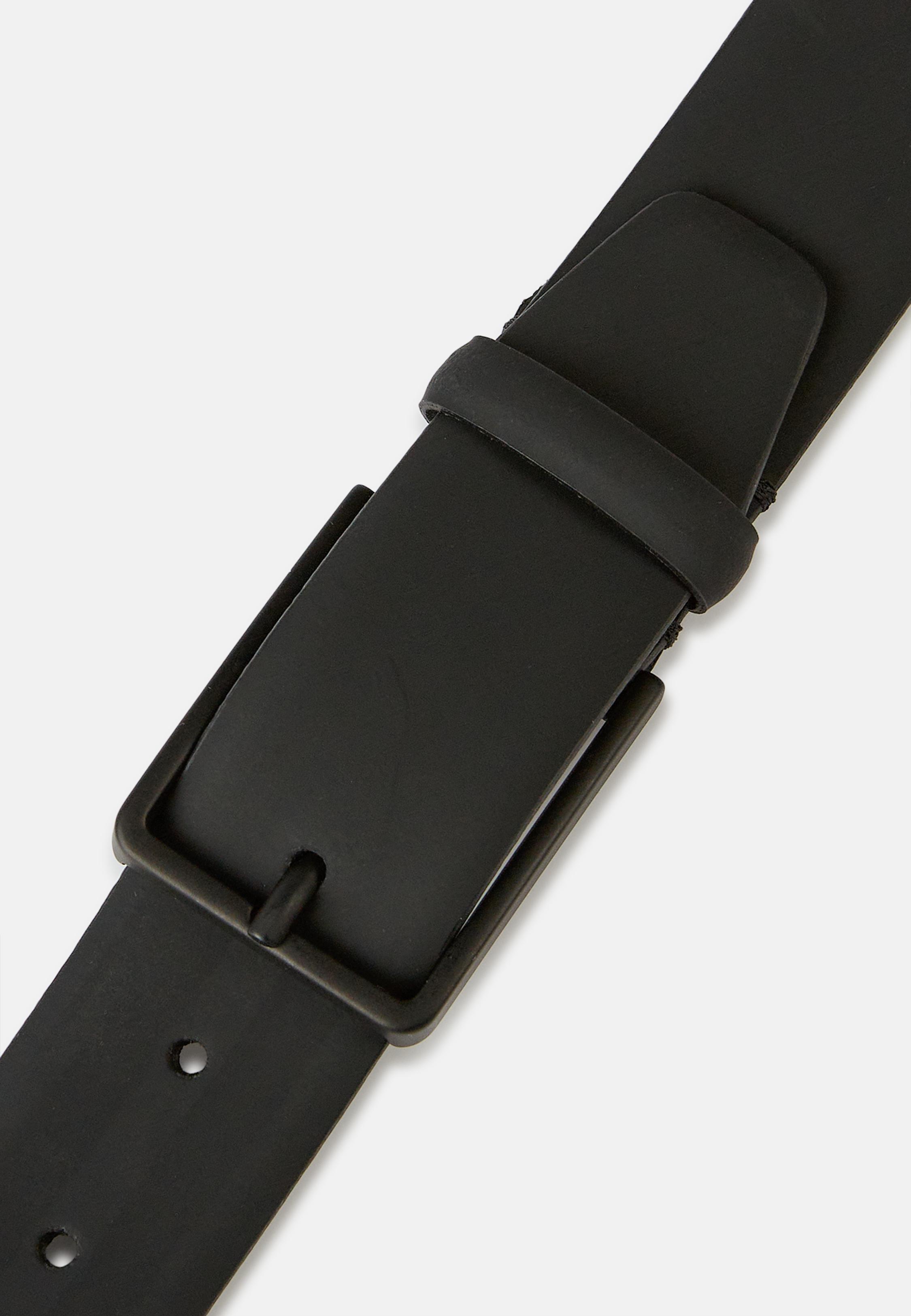 Black Rubberised Leather Belt With Logo, Black, large image number 3