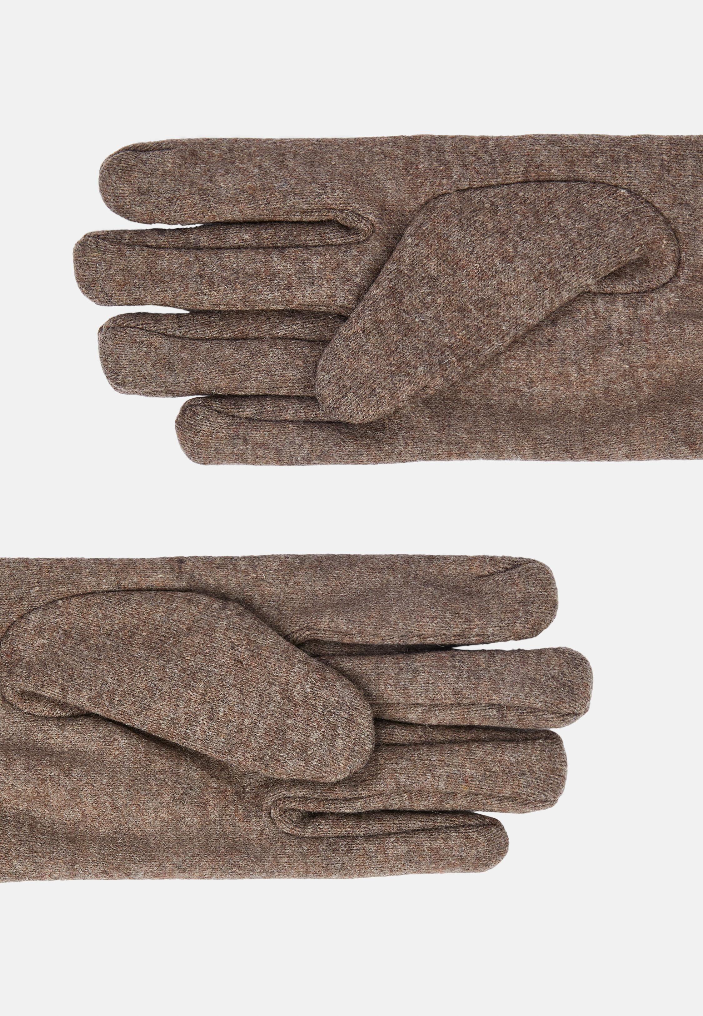 Brown Solid Wool Gloves, Taupe, large image number 1