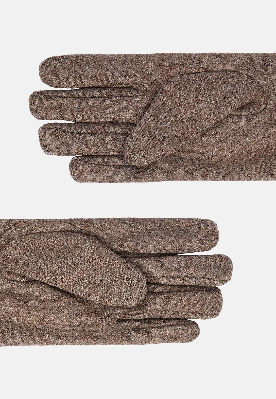 Brown Solid Wool Gloves, Taupe, large image number 2