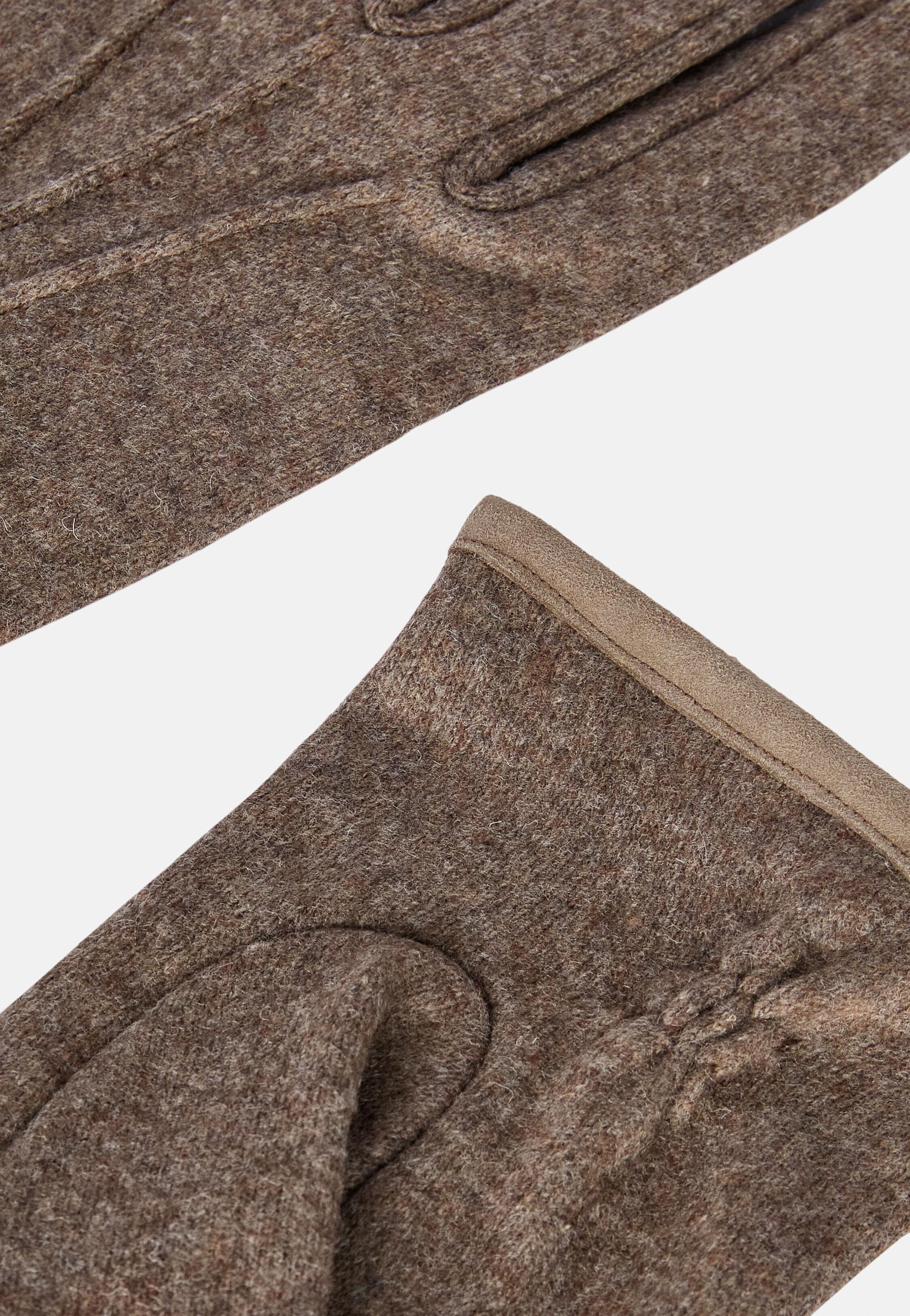 Brown Solid Wool Gloves, Taupe, large image number 3