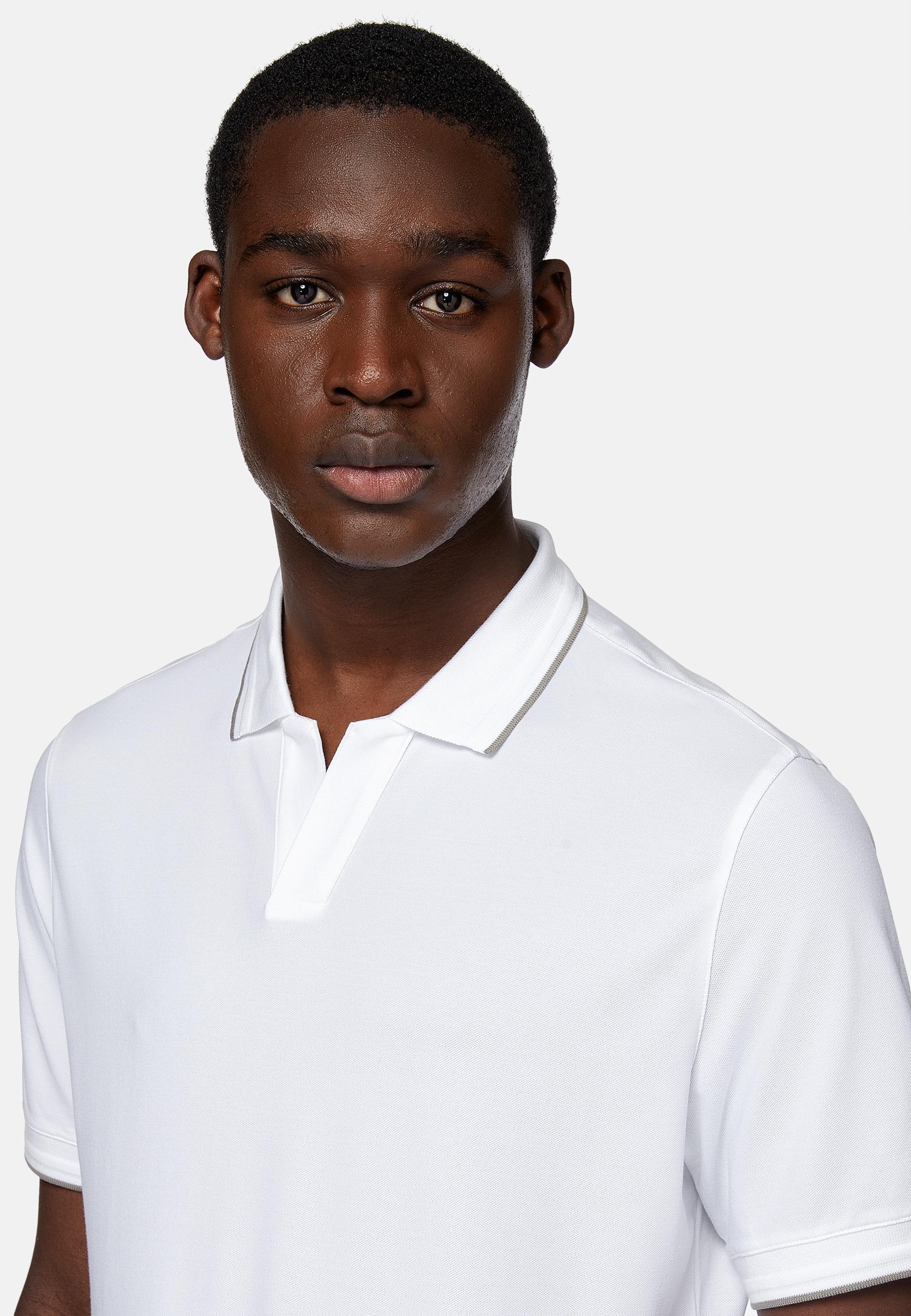 White High-Performance Pique Polo Shirt, White, large image number 1