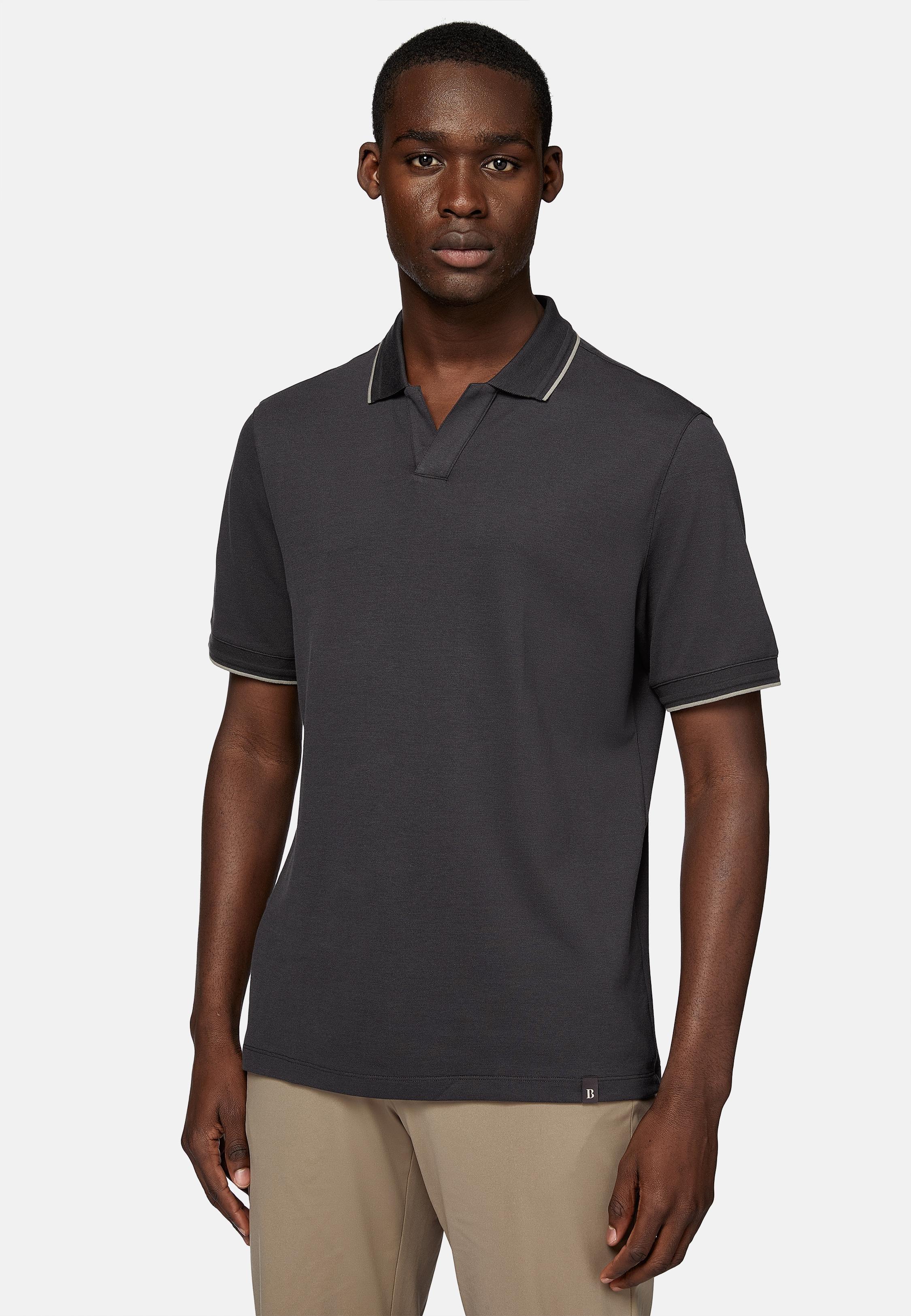Black High-Performance Pique Polo Shirt, Black, large image number 0