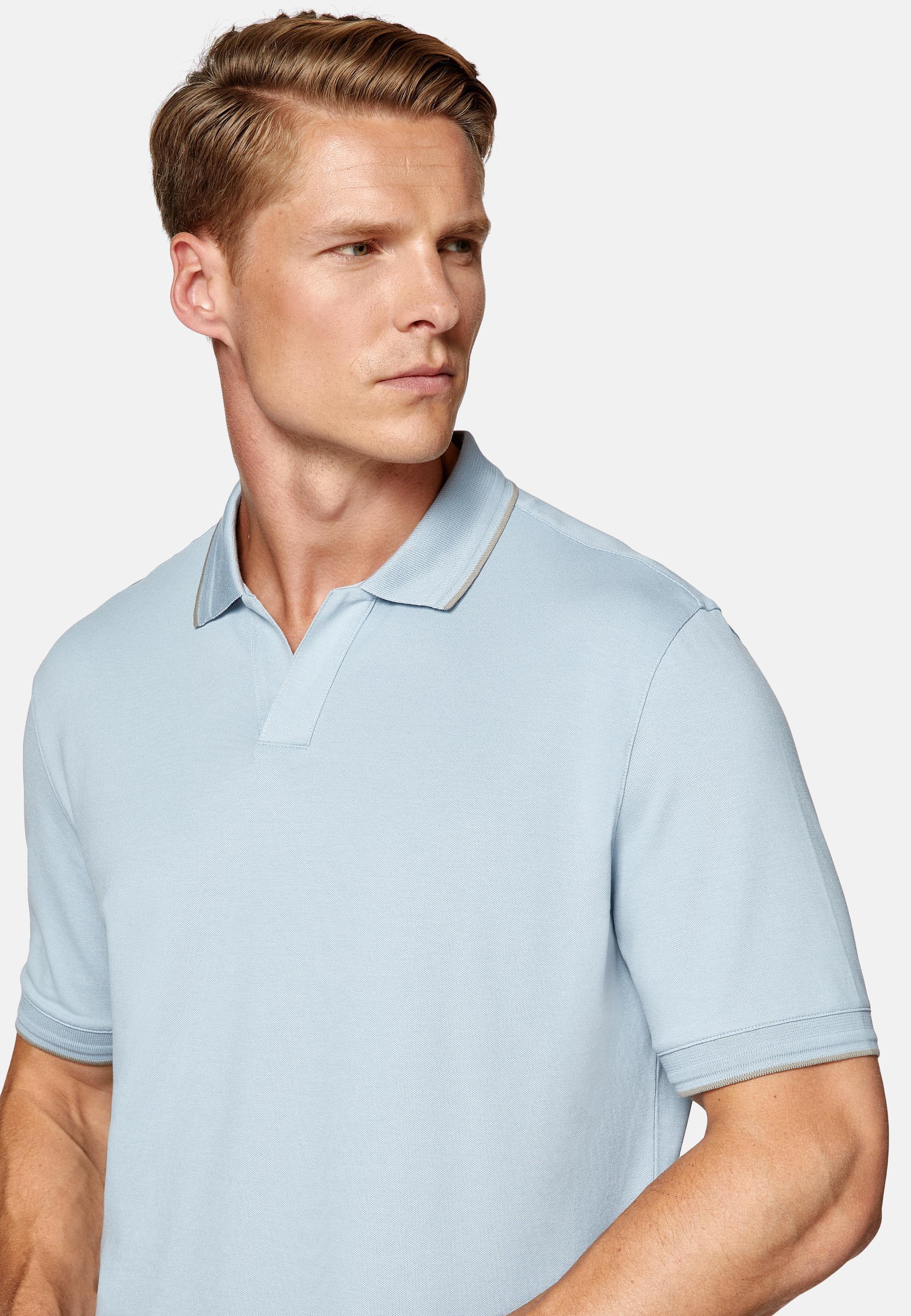 Blue High-Performance Pique Polo Shirt, Light Blue, large image number 1