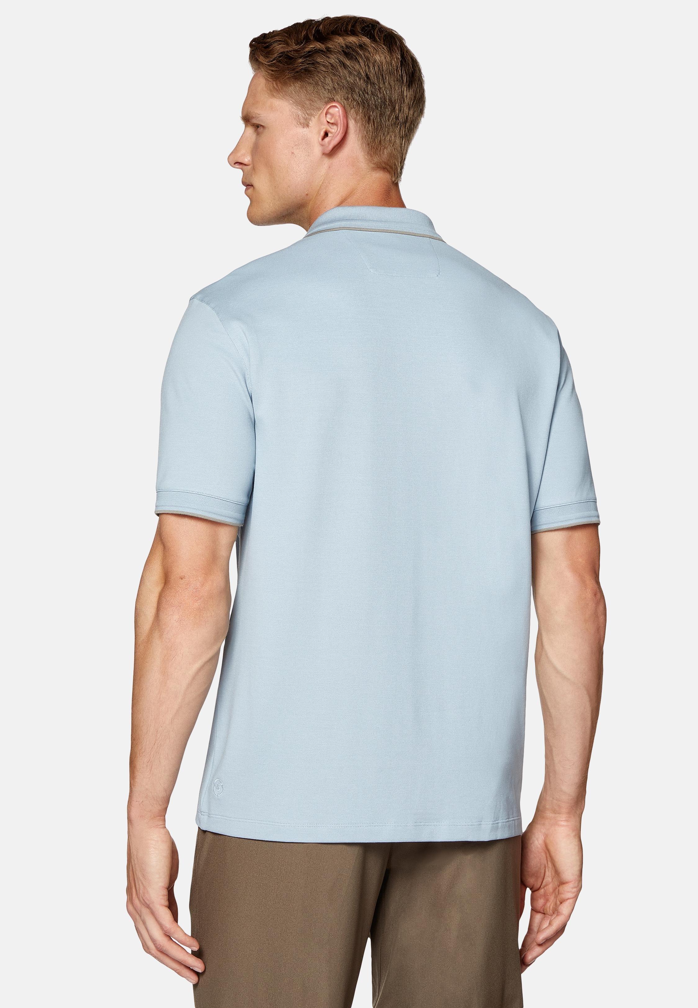 Blue High-Performance Pique Polo Shirt, Light Blue, large image number 2