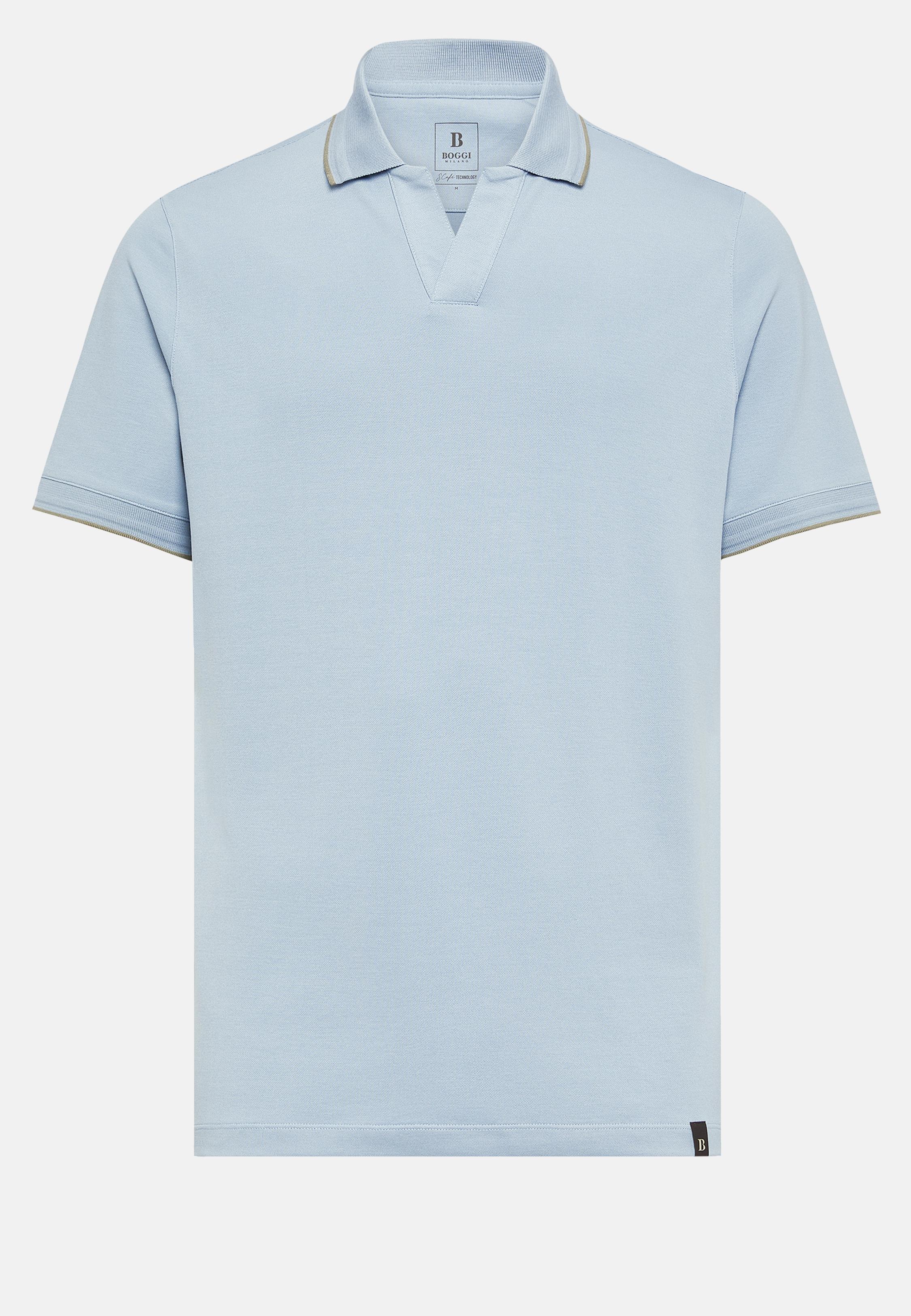 Blue High-Performance Pique Polo Shirt, Light Blue, large image number 3