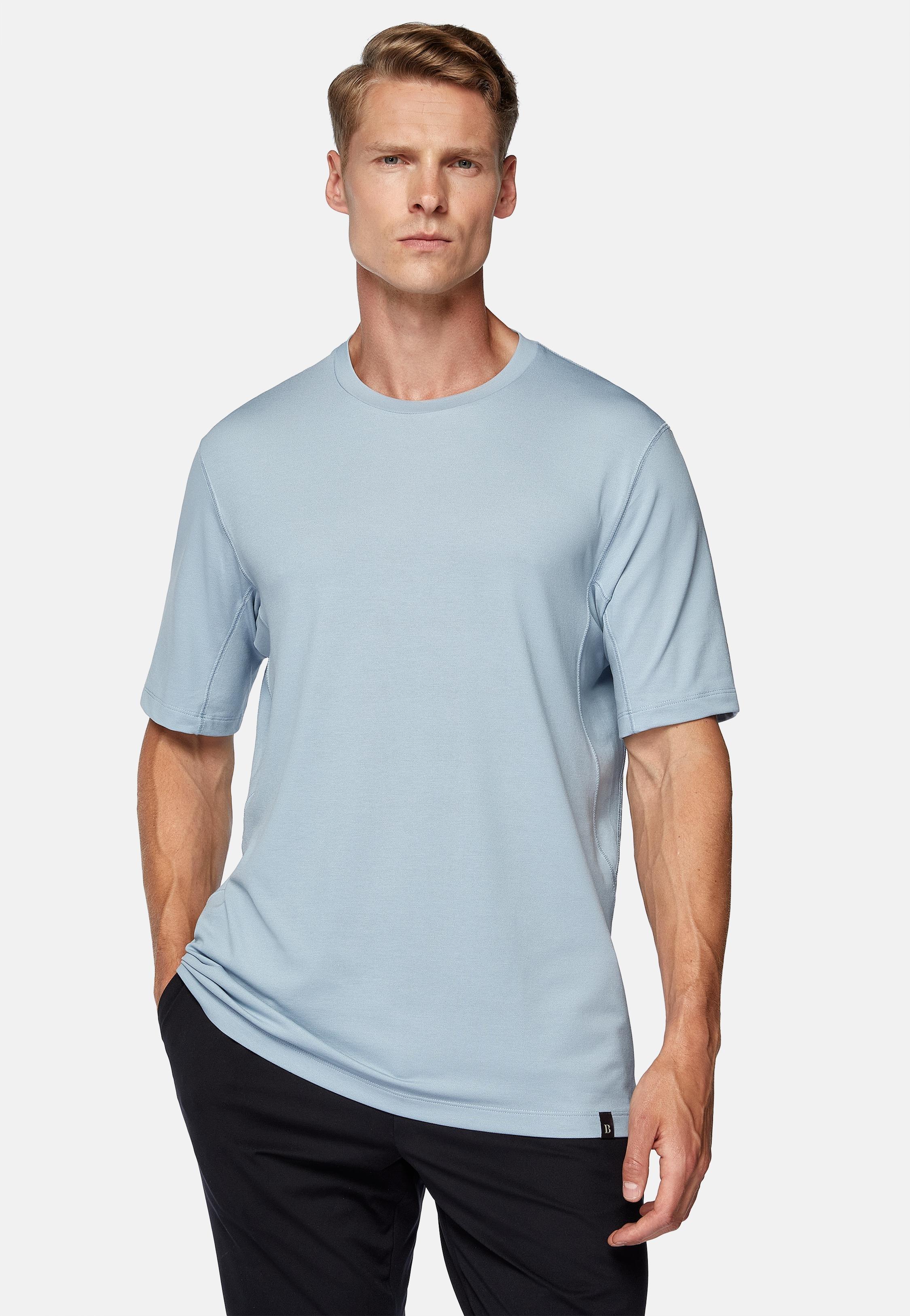 Blue High-Performance Pique Polo T-Shirt, Light Blue, large image number 0