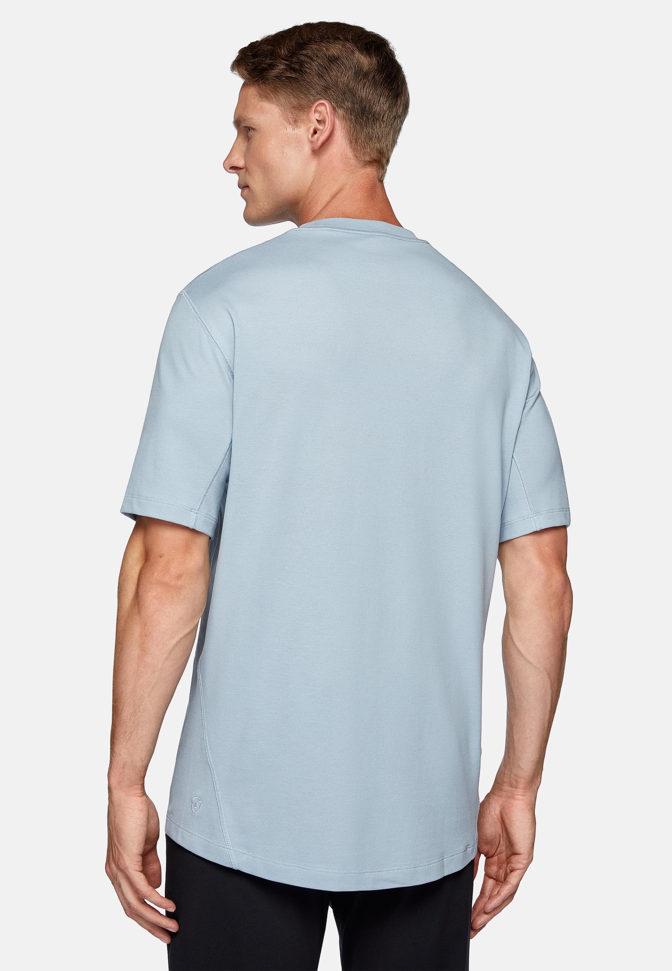 Blue High-Performance Pique Polo T-Shirt, Light Blue, large image number 1